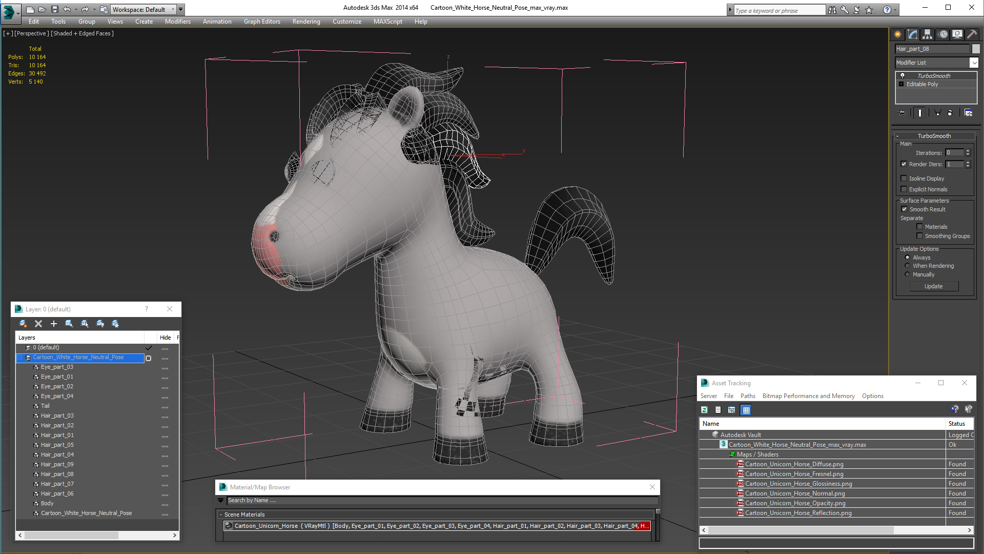 Cartoon White Horse Neutral Pose 3D