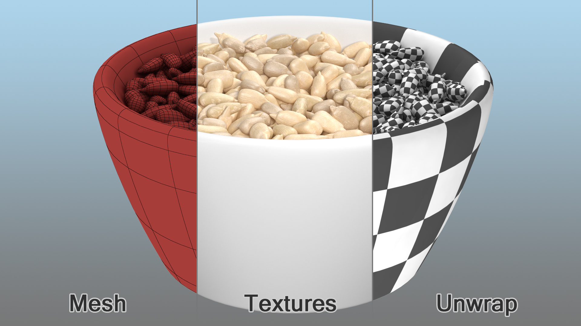 3D model Full Bowl of Peeled Sunflower Seeds