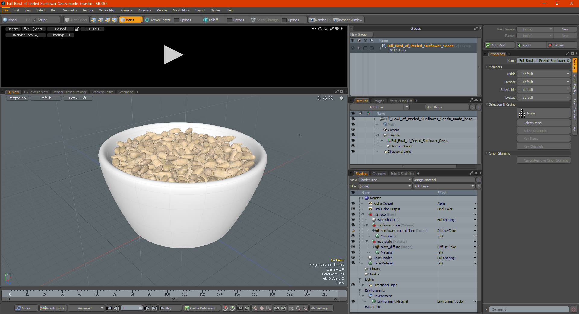 3D model Full Bowl of Peeled Sunflower Seeds