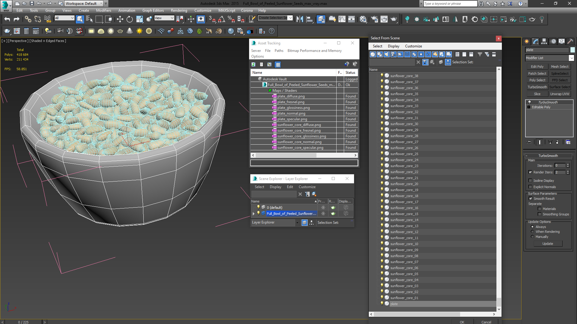 3D model Full Bowl of Peeled Sunflower Seeds