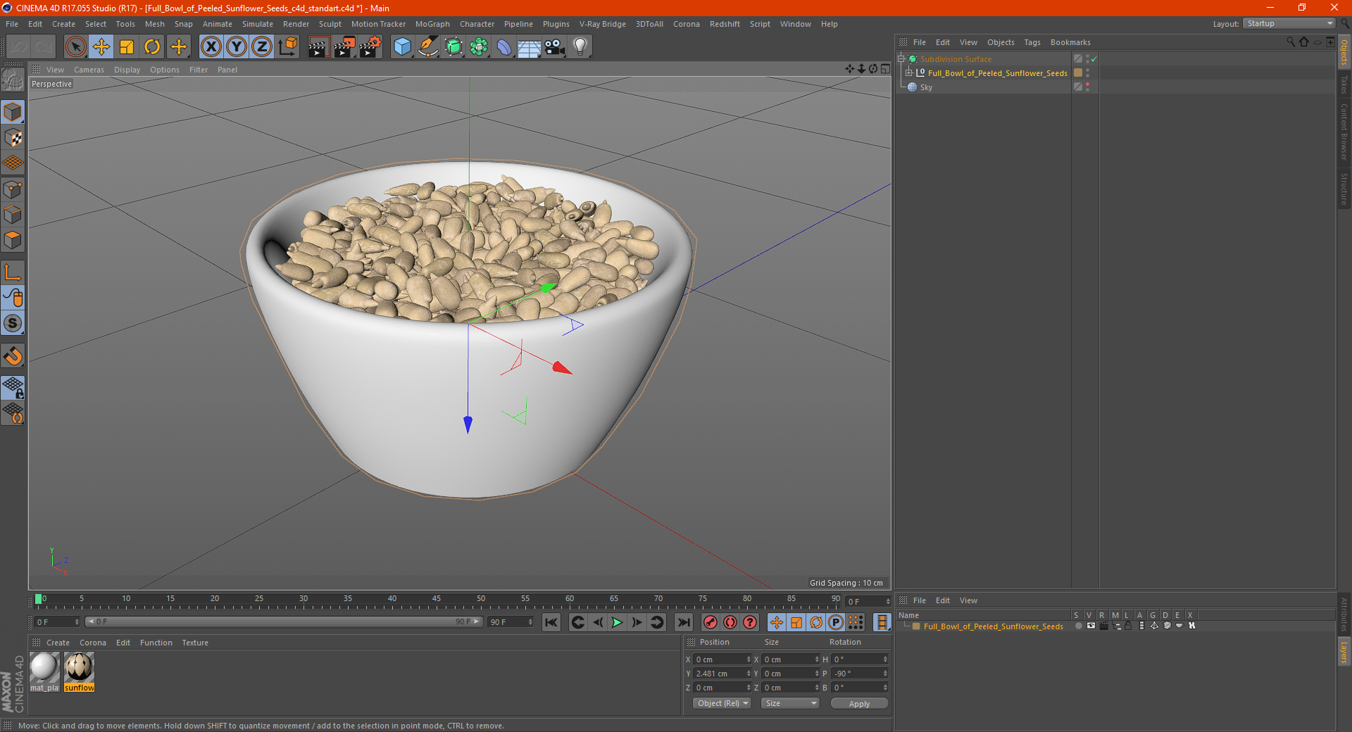 3D model Full Bowl of Peeled Sunflower Seeds