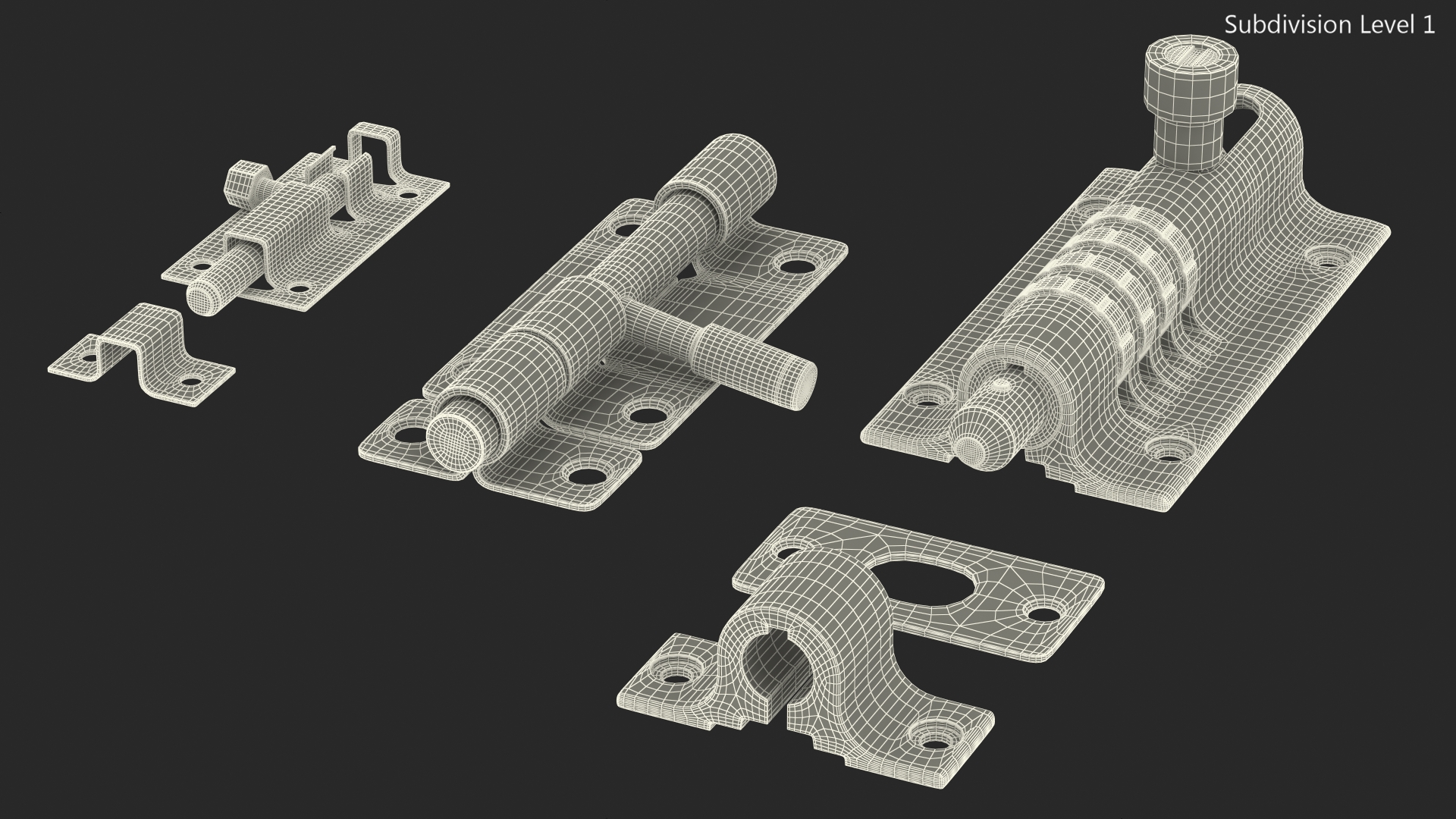 Chrome Sliding Door Locks Set 3D model