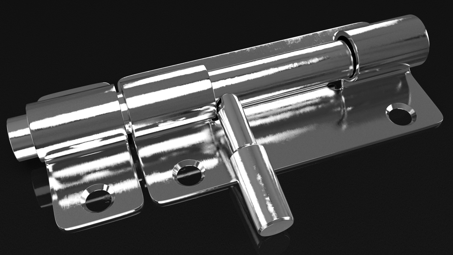 Chrome Sliding Door Locks Set 3D model