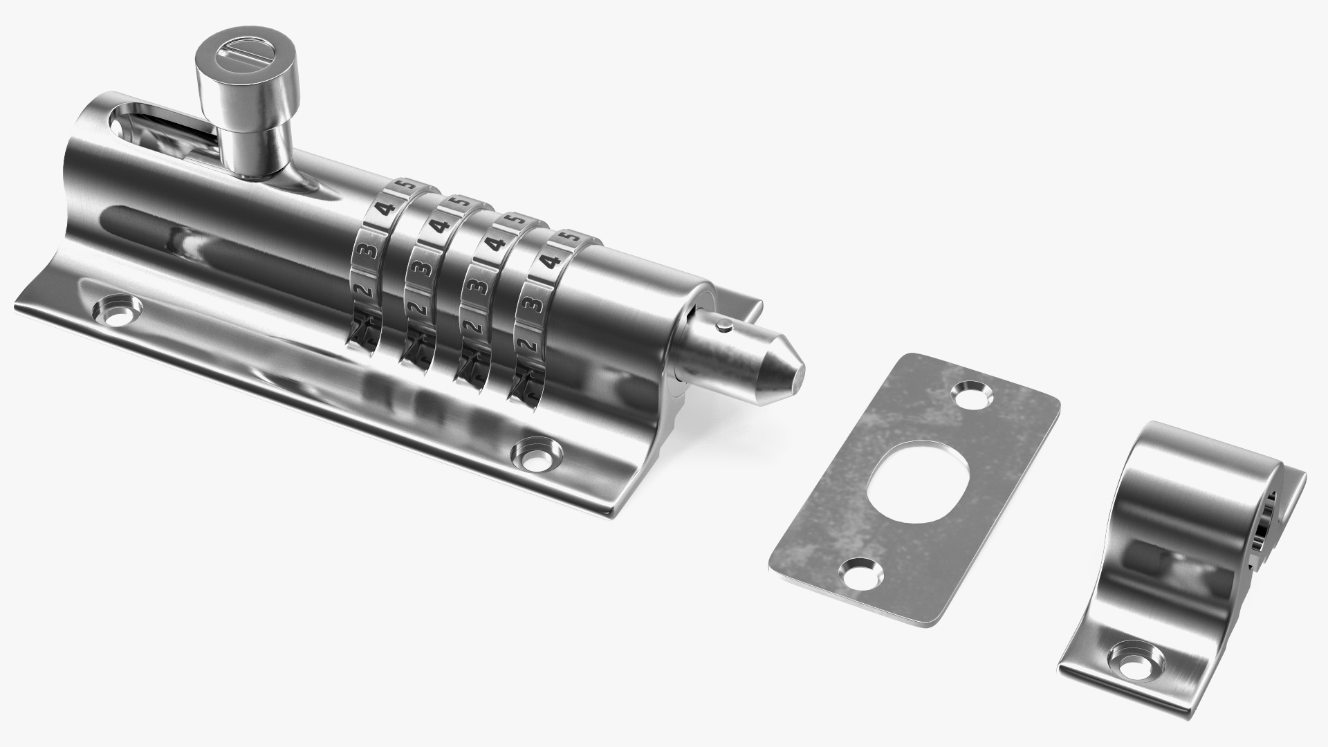Chrome Sliding Door Locks Set 3D model