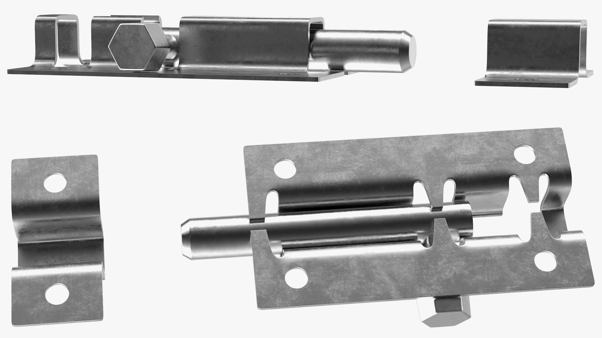 Chrome Sliding Door Locks Set 3D model