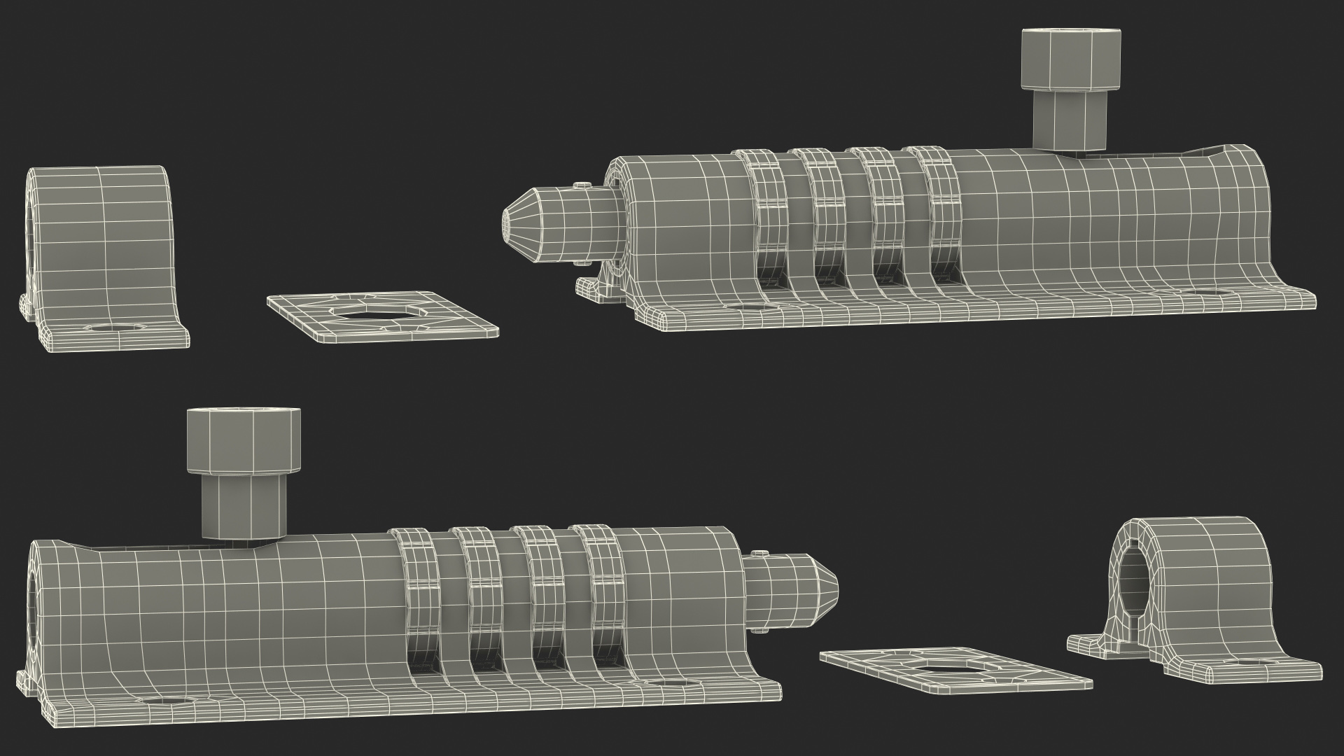 Chrome Sliding Door Locks Set 3D model