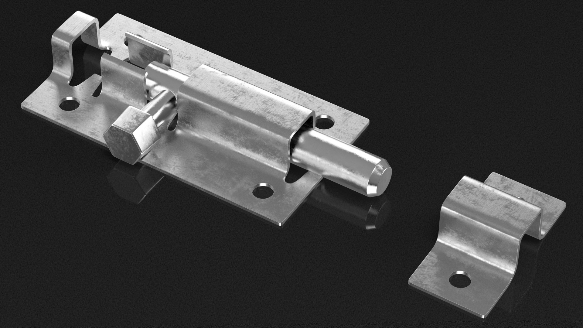 Chrome Sliding Door Locks Set 3D model