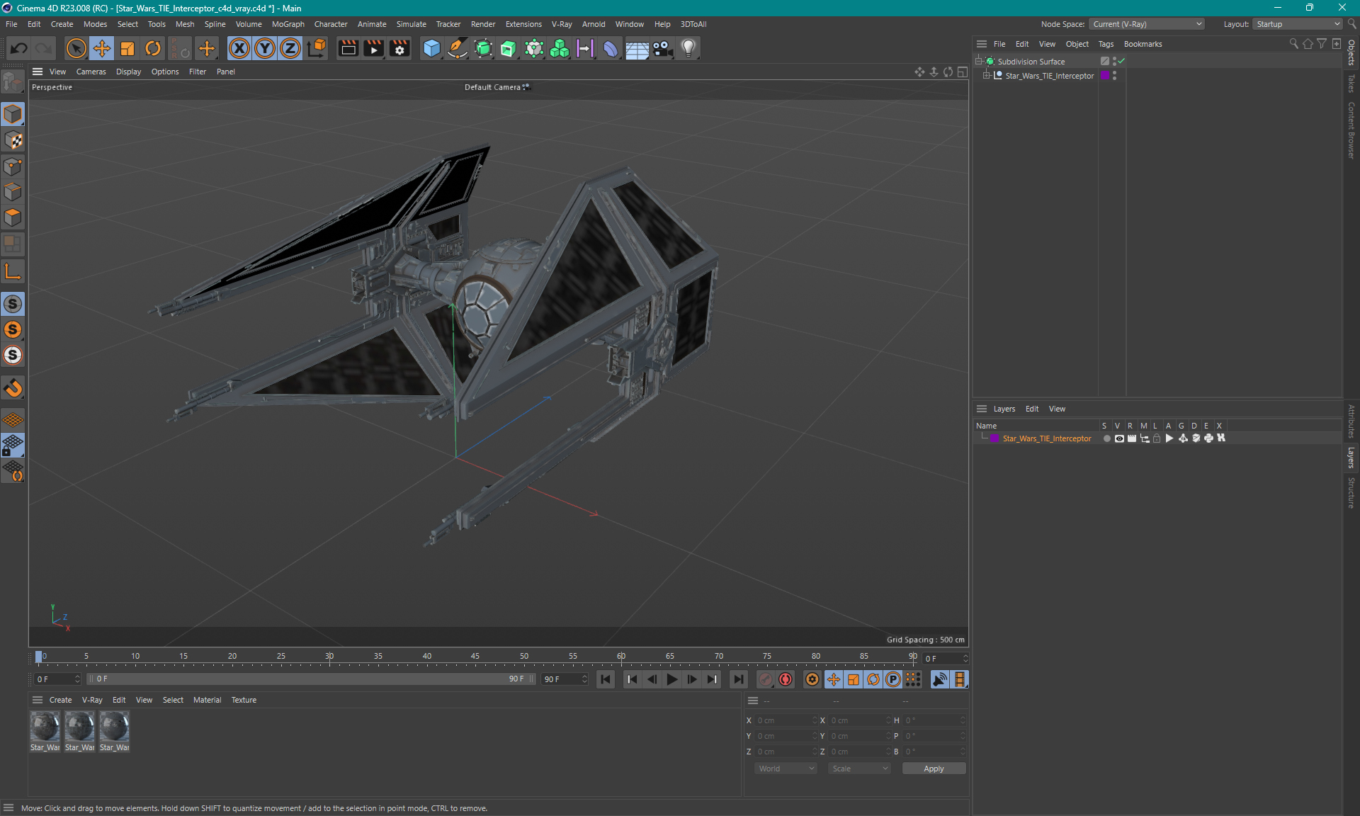 3D model Star Wars TIE Interceptor
