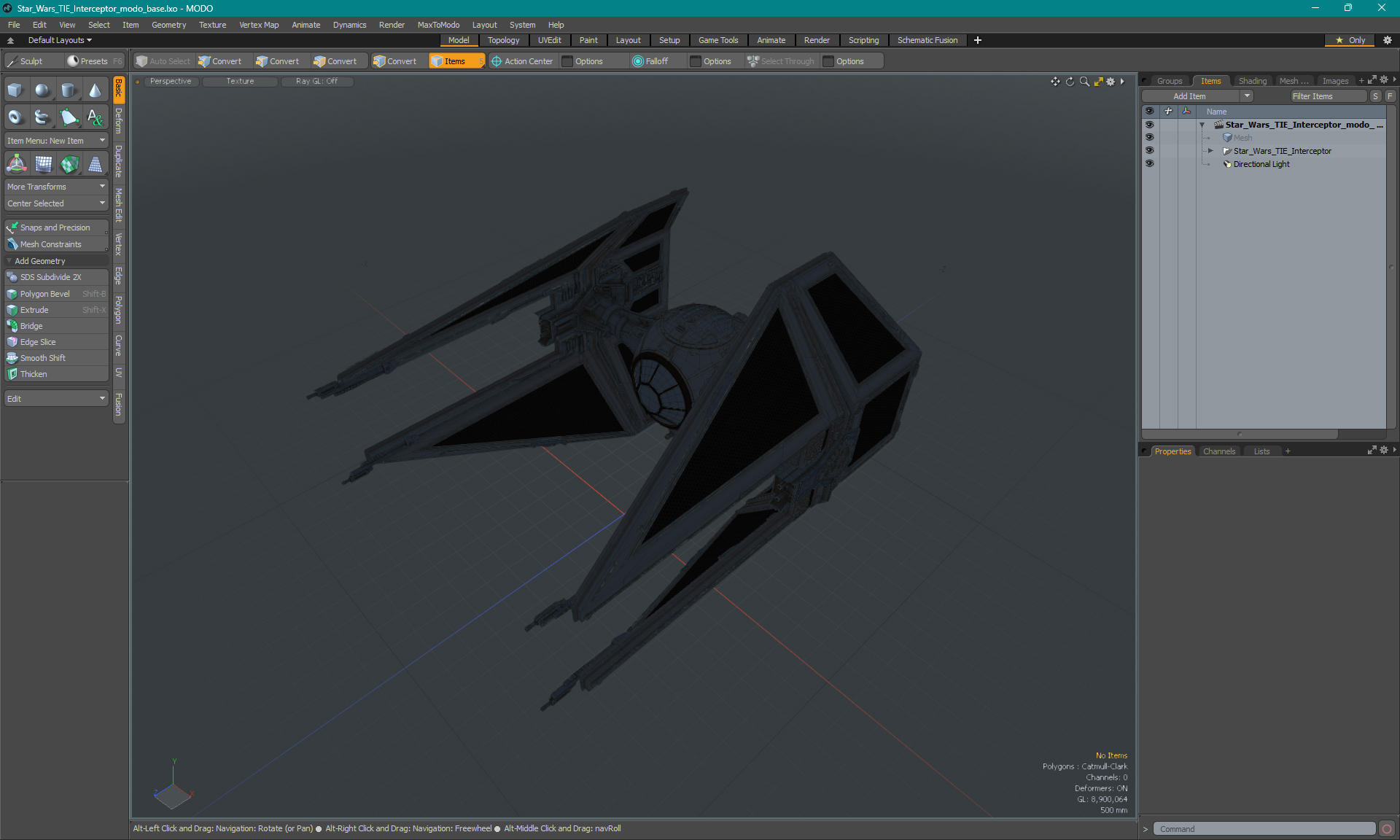 3D model Star Wars TIE Interceptor