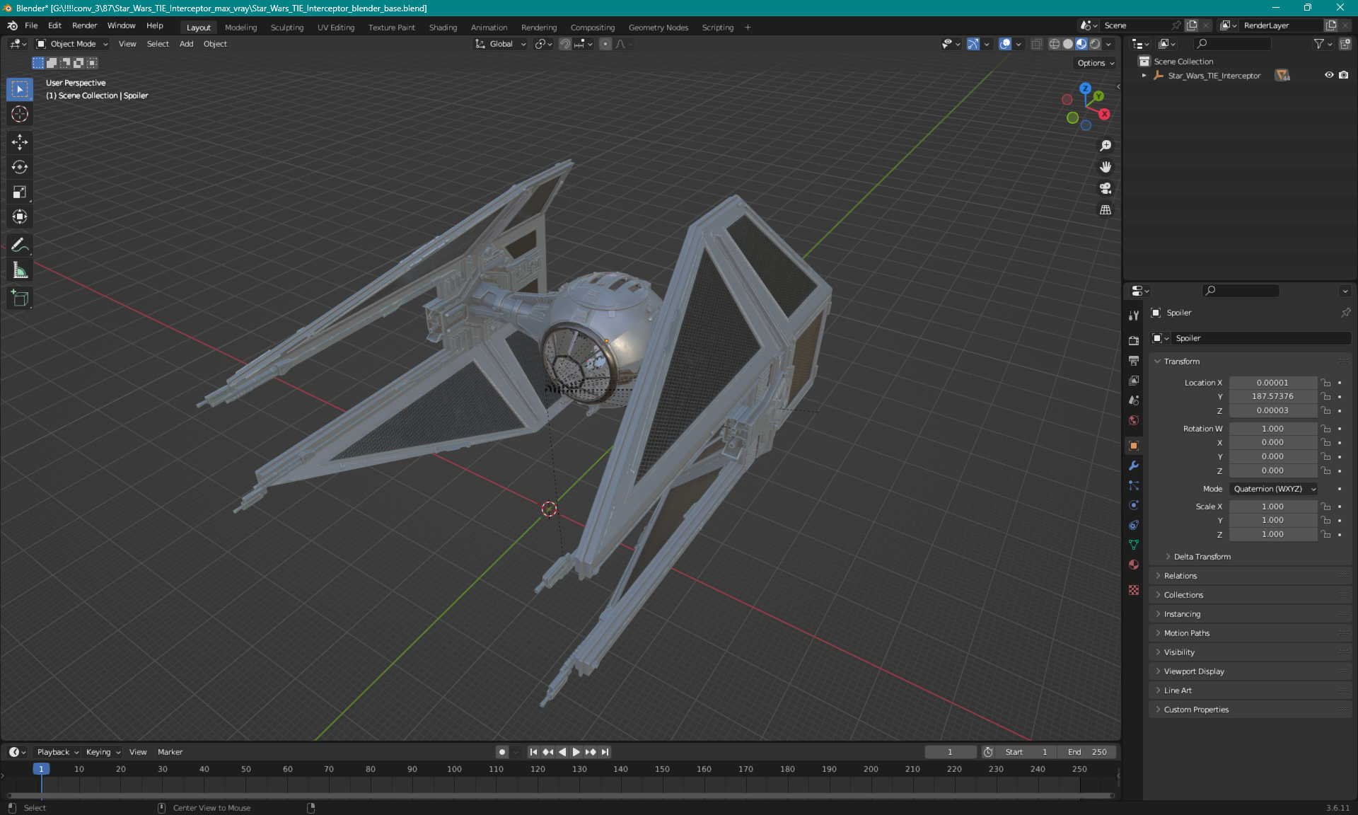 3D model Star Wars TIE Interceptor