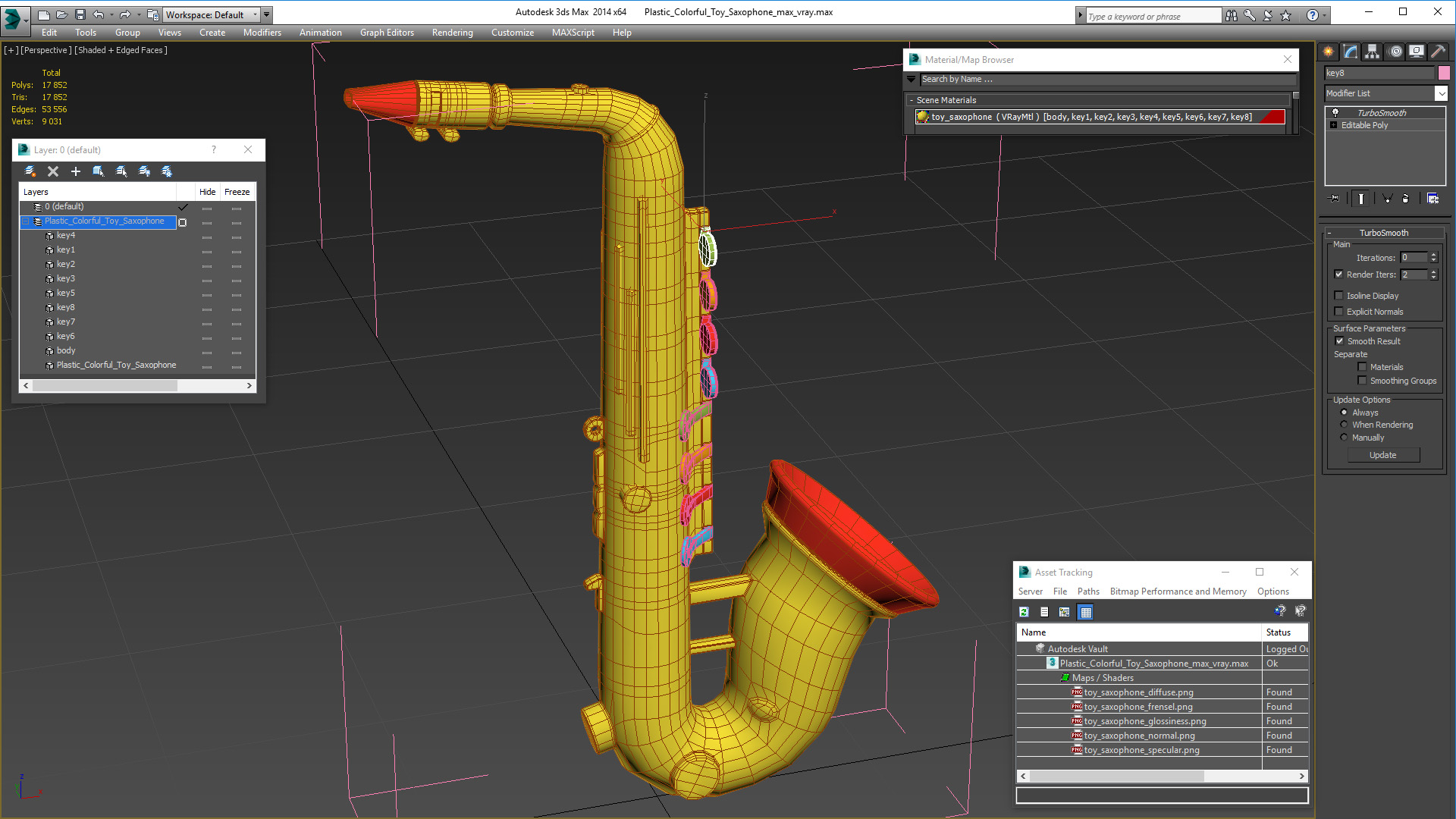 3D model Plastic Colorful Toy Saxophone