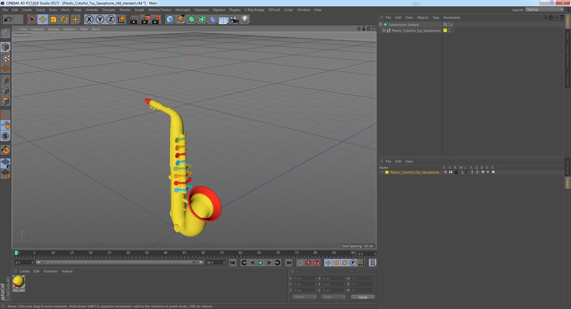 3D model Plastic Colorful Toy Saxophone