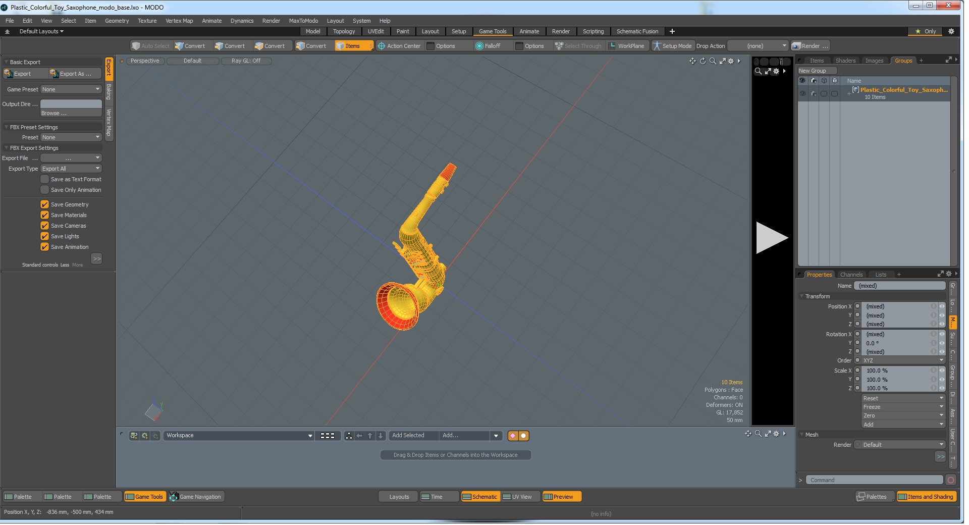 3D model Plastic Colorful Toy Saxophone