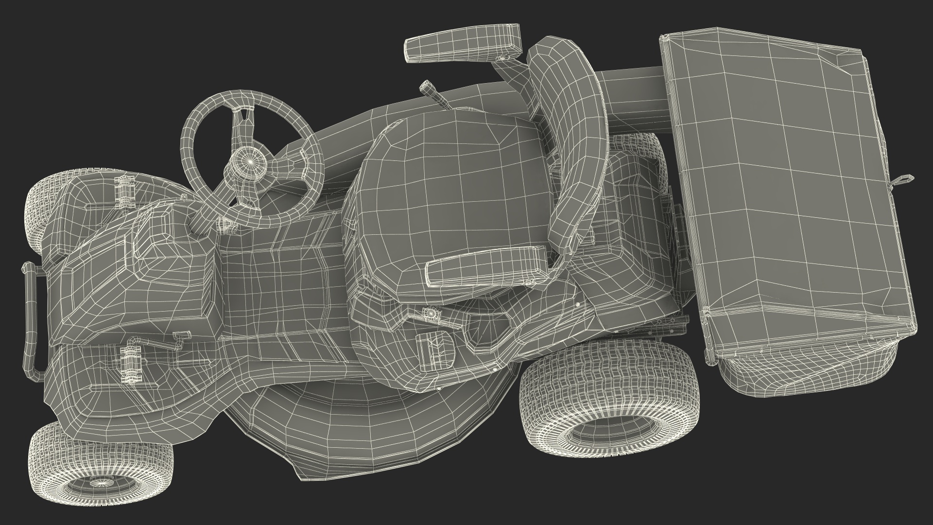 Man on Riding Lawn Mower with Bagger Cub Cadet CC30E Rigged 3D model
