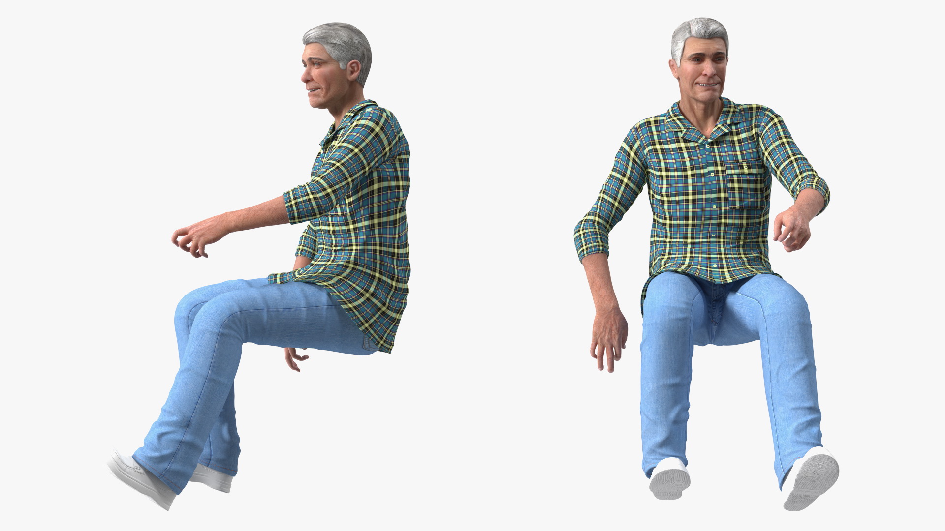 Man on Riding Lawn Mower with Bagger Cub Cadet CC30E Rigged 3D model