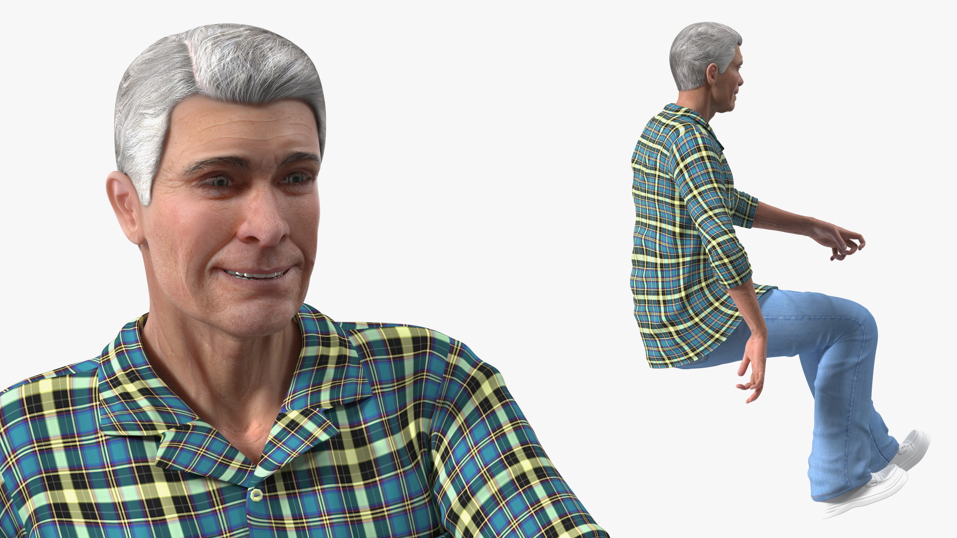 Man on Riding Lawn Mower with Bagger Cub Cadet CC30E Rigged 3D model