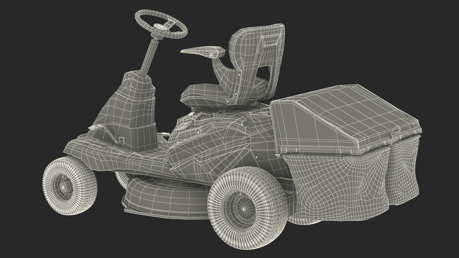 Man on Riding Lawn Mower with Bagger Cub Cadet CC30E Rigged 3D model