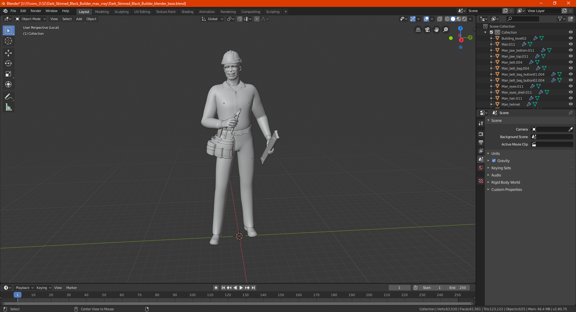 3D Dark Skinned Black Builder
