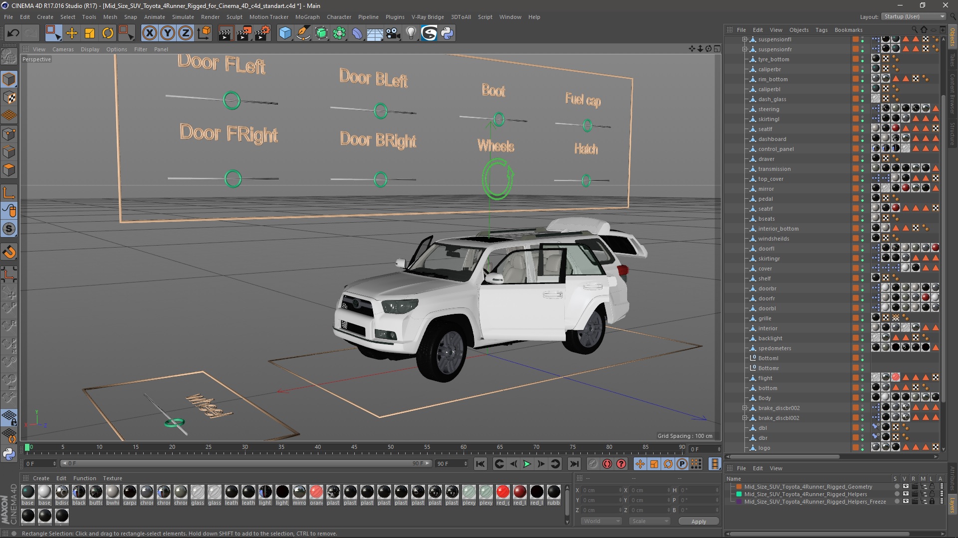 3D Mid Size SUV Toyota 4Runner Rigged for Cinema 4D model