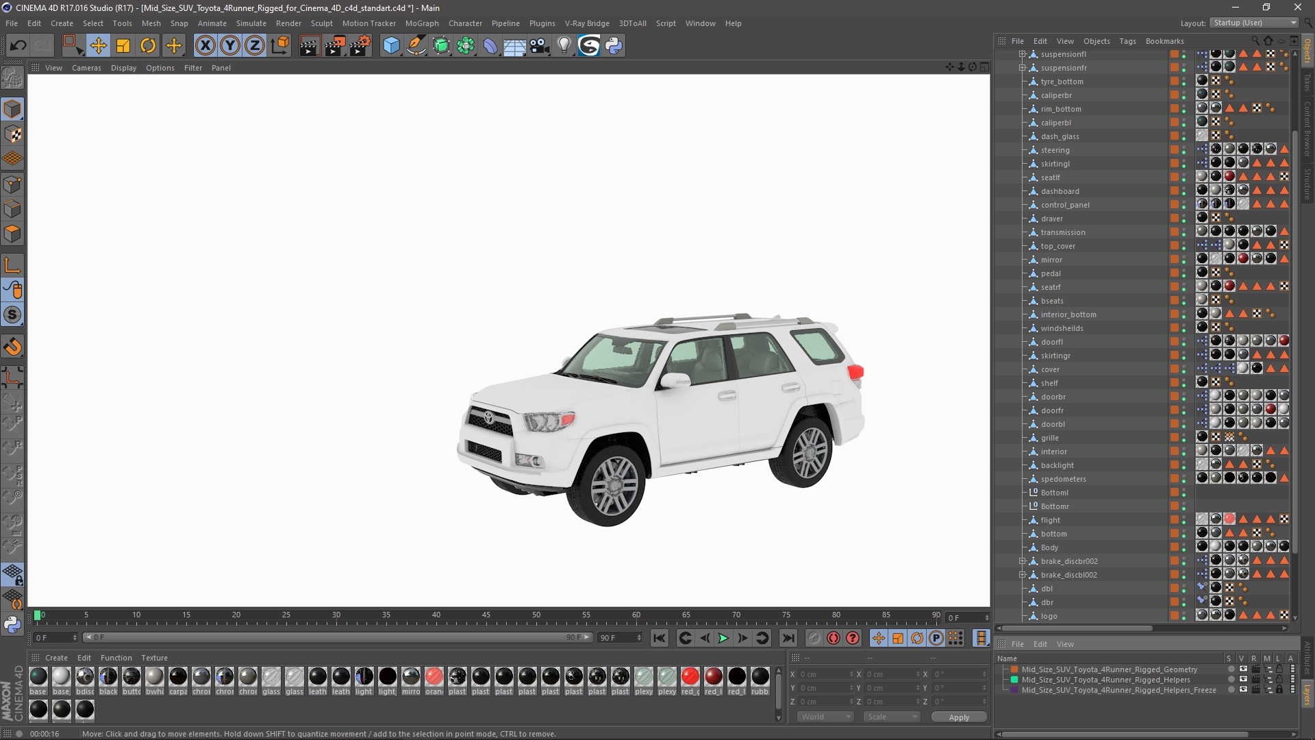 3D Mid Size SUV Toyota 4Runner Rigged for Cinema 4D model