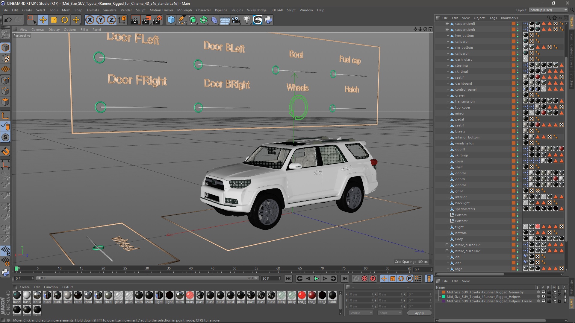 3D Mid Size SUV Toyota 4Runner Rigged for Cinema 4D model