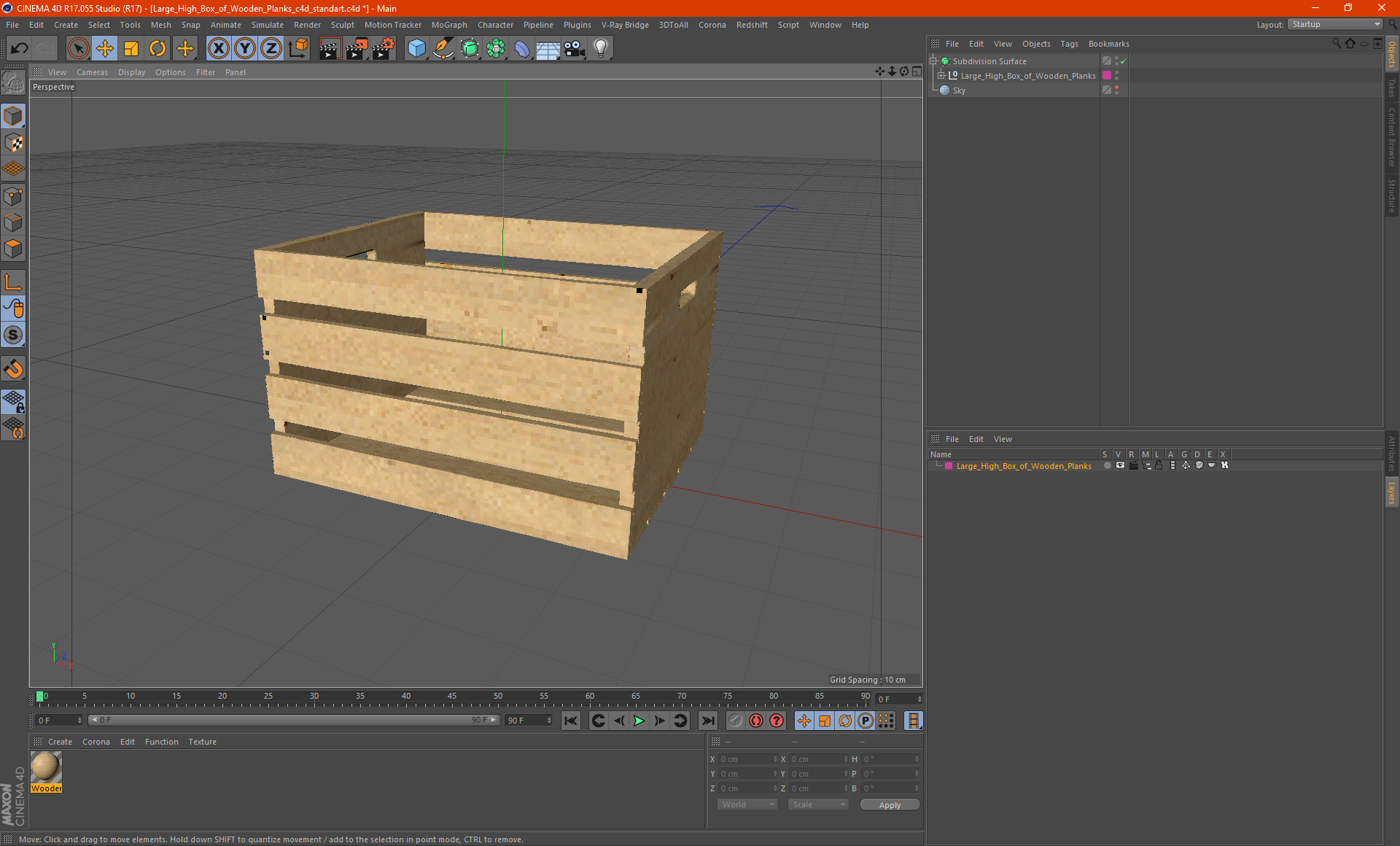 3D Large High Box of Wooden Planks