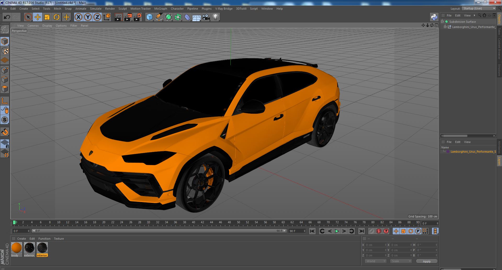 3D model Lamborghini Urus Performante Super Luxury SUV Lights ON