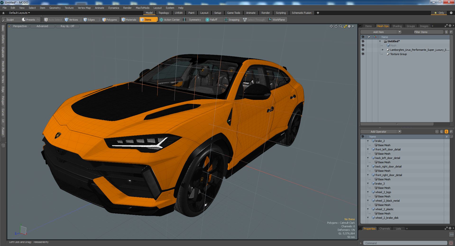 3D model Lamborghini Urus Performante Super Luxury SUV Lights ON