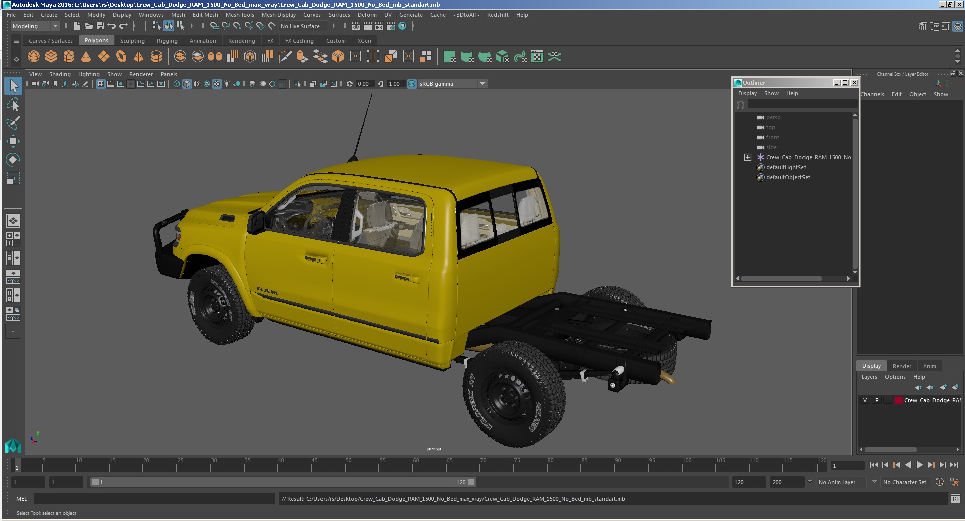 3D model Crew Cab Dodge RAM 1500 No Bed
