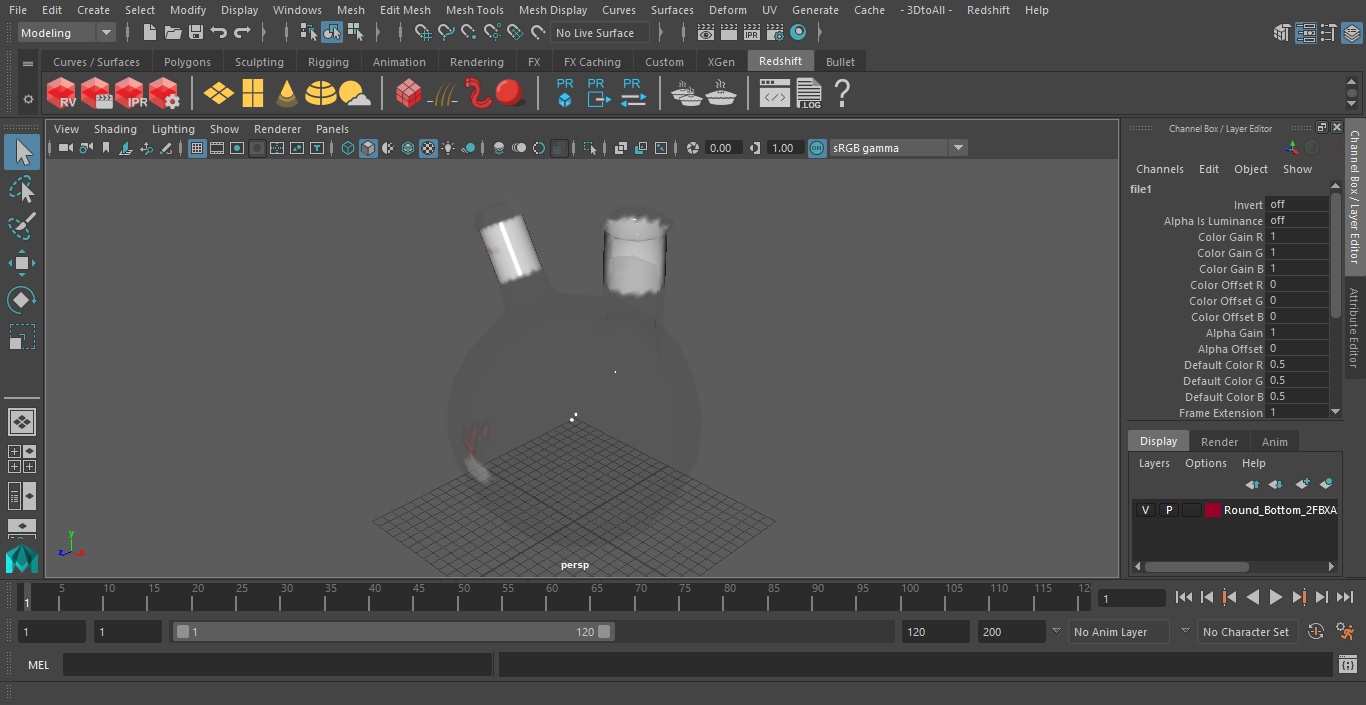 3D model Round Bottom 2-neck Flask
