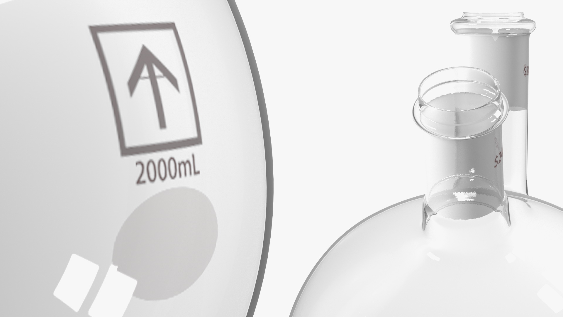 3D model Round Bottom 2-neck Flask