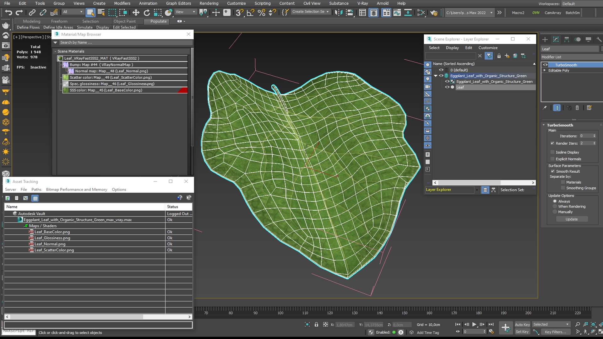 Eggplant Leaf with Organic Structure Green, view 8