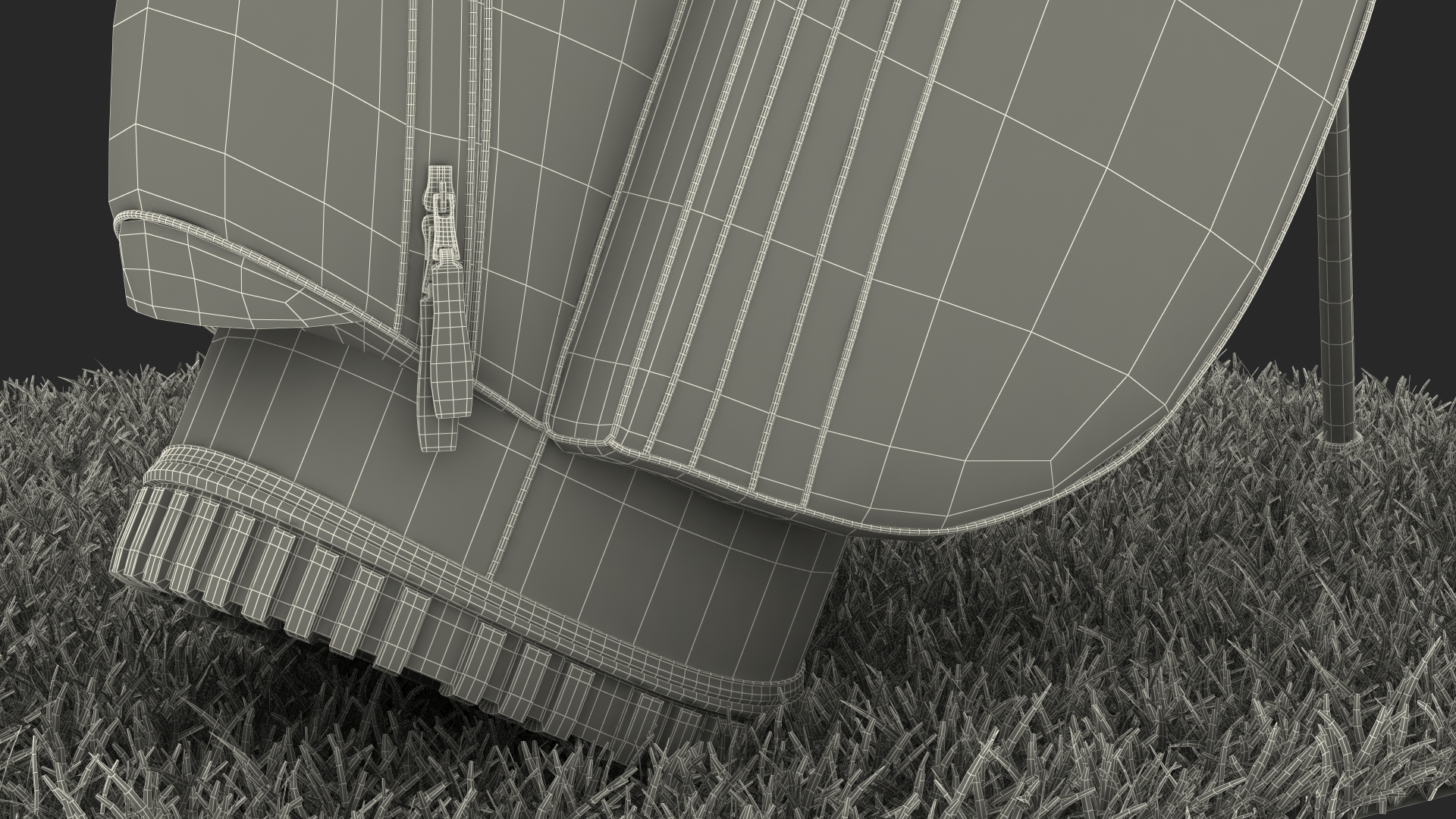 3D Golf Ball and Bag with Clubs on Lawn