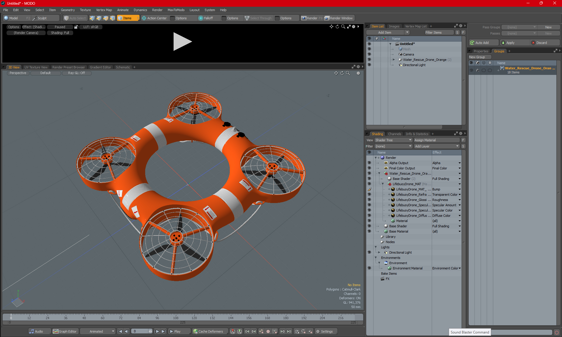 3D model Water Rescue Drone Orange