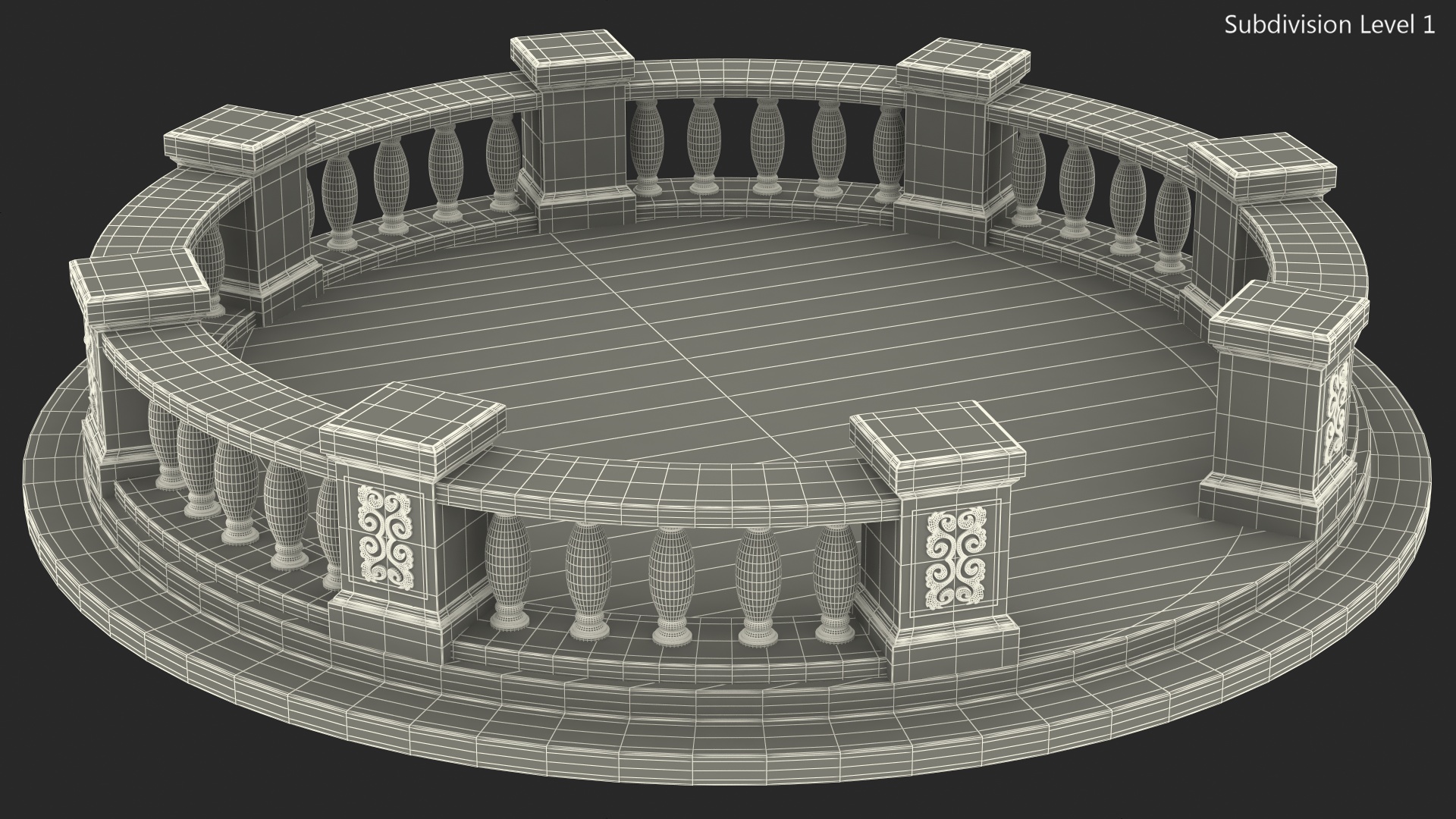 3D Round Marble Balustrade model