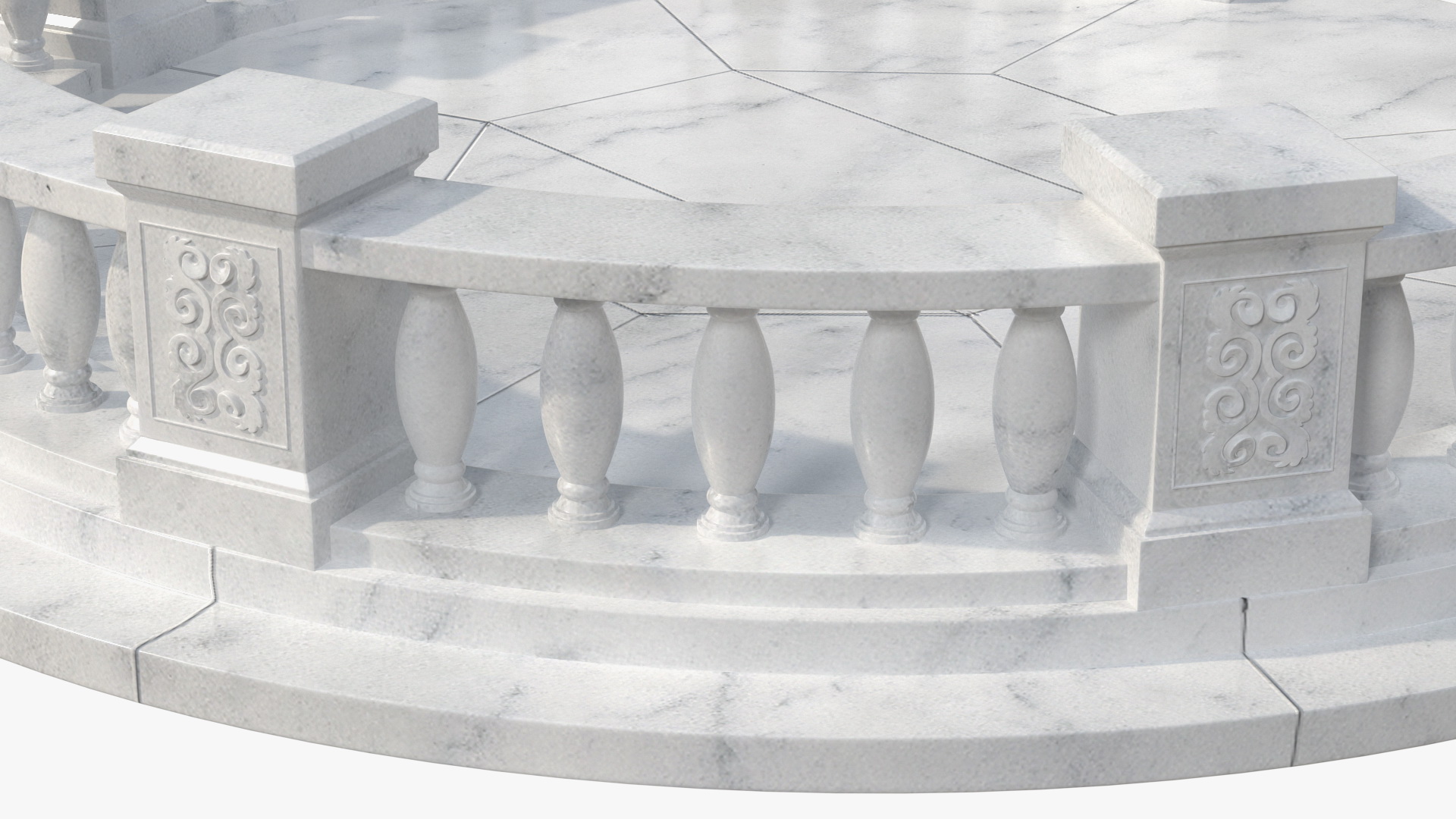 3D Round Marble Balustrade model