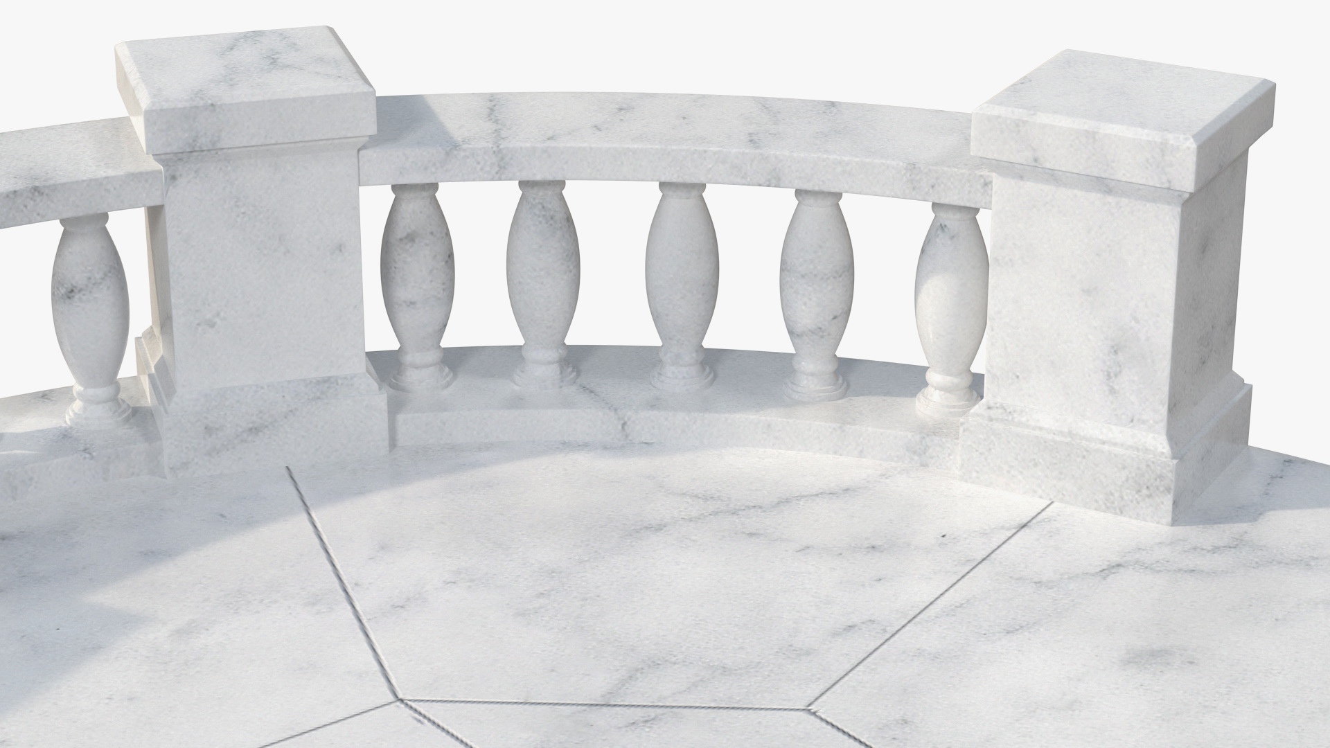 3D Round Marble Balustrade model