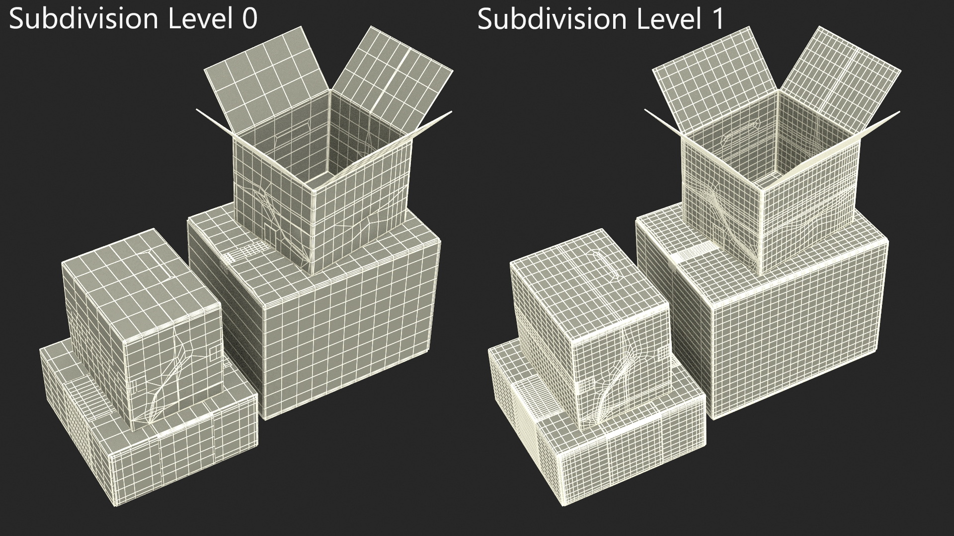 3D Cardboard Boxes Stack