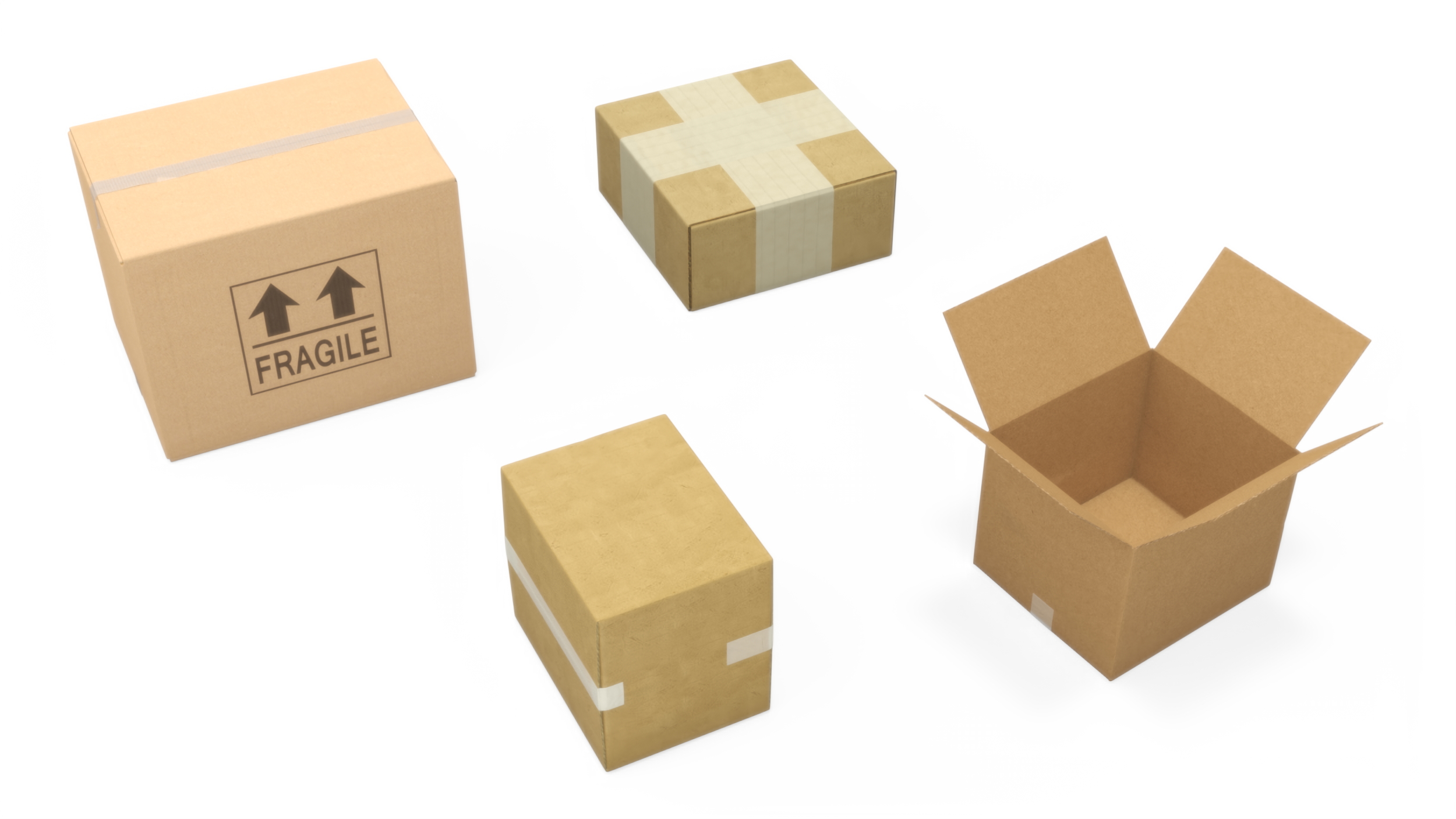 3D Cardboard Boxes Stack