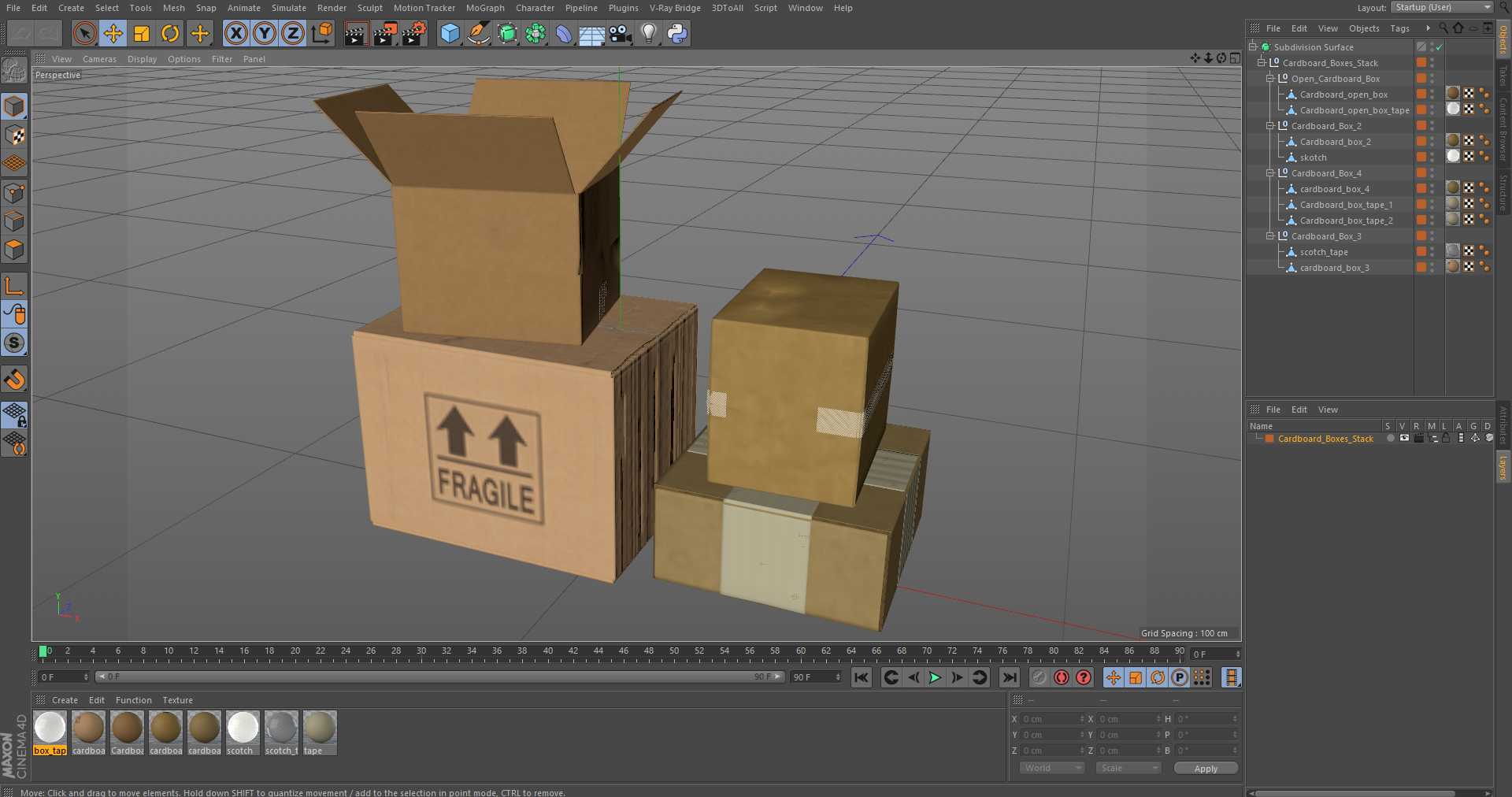 3D Cardboard Boxes Stack