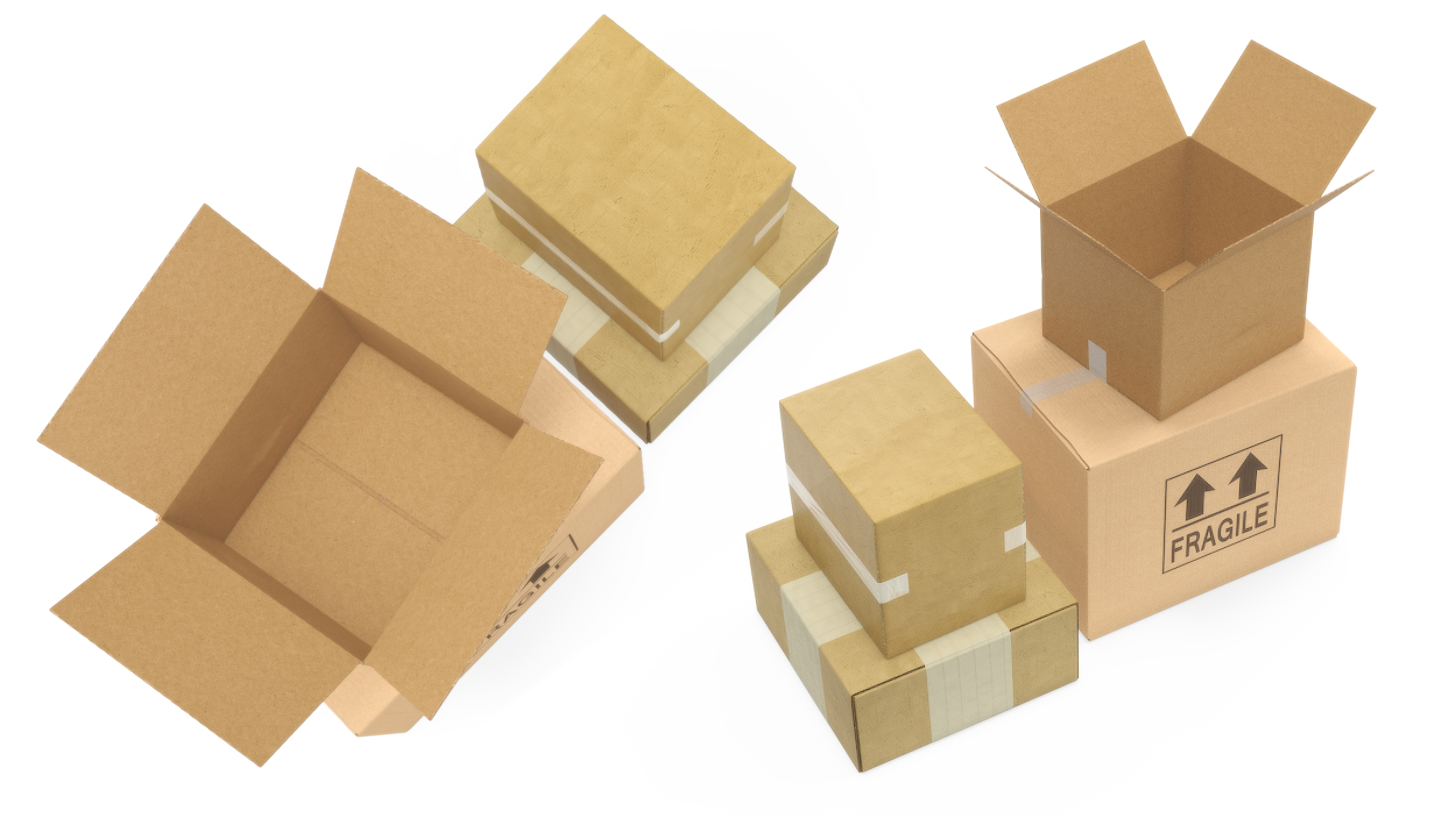 3D Cardboard Boxes Stack