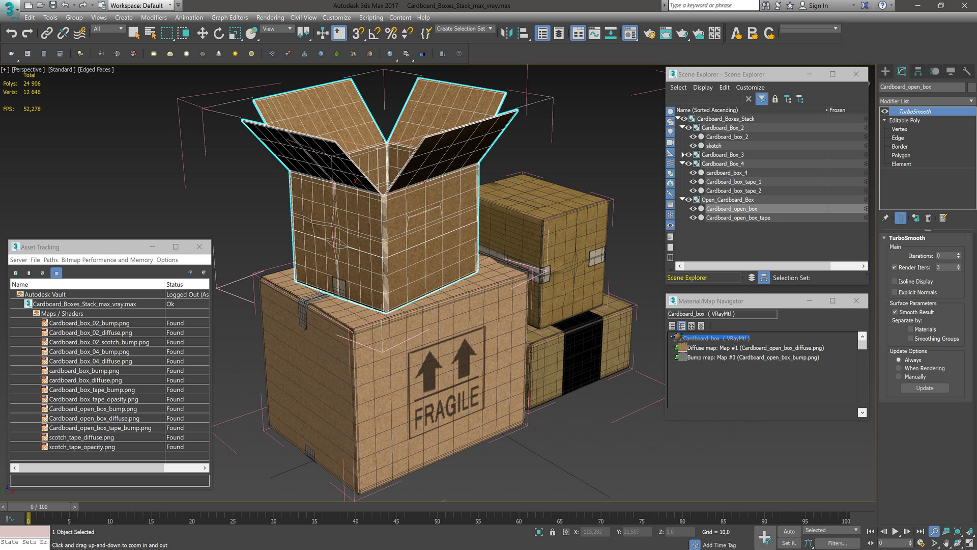 3D Cardboard Boxes Stack