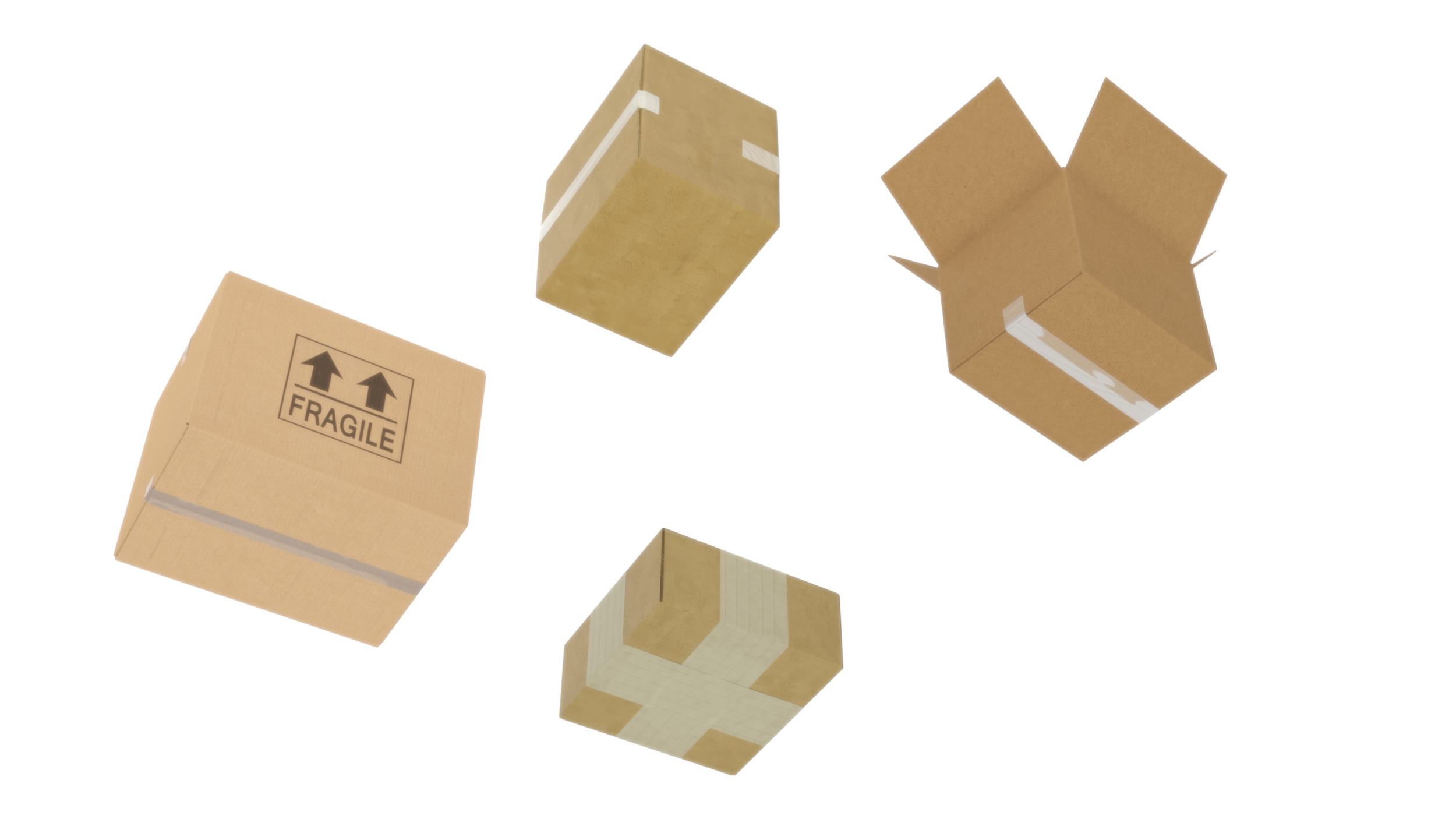 3D Cardboard Boxes Stack