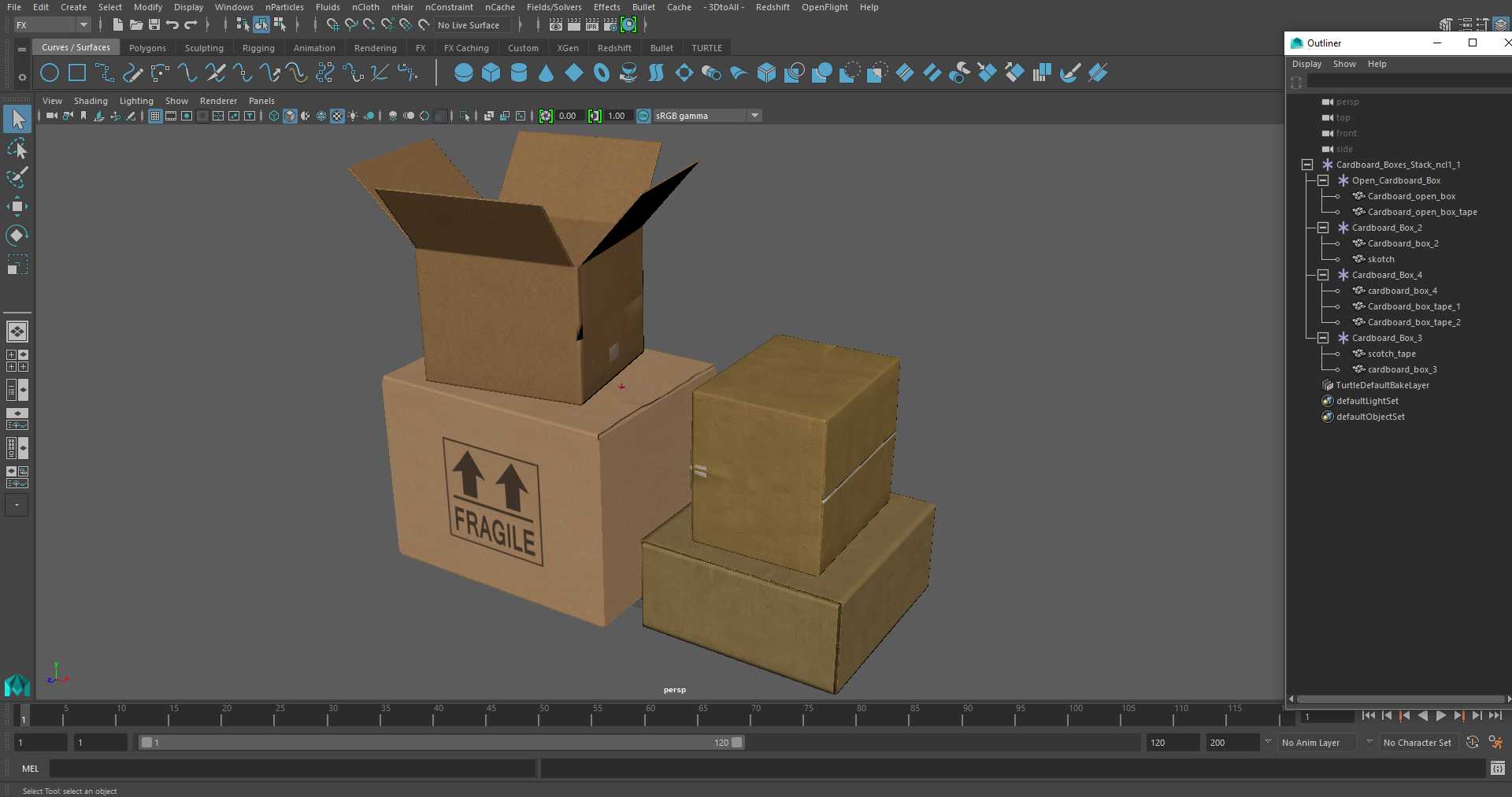 3D Cardboard Boxes Stack