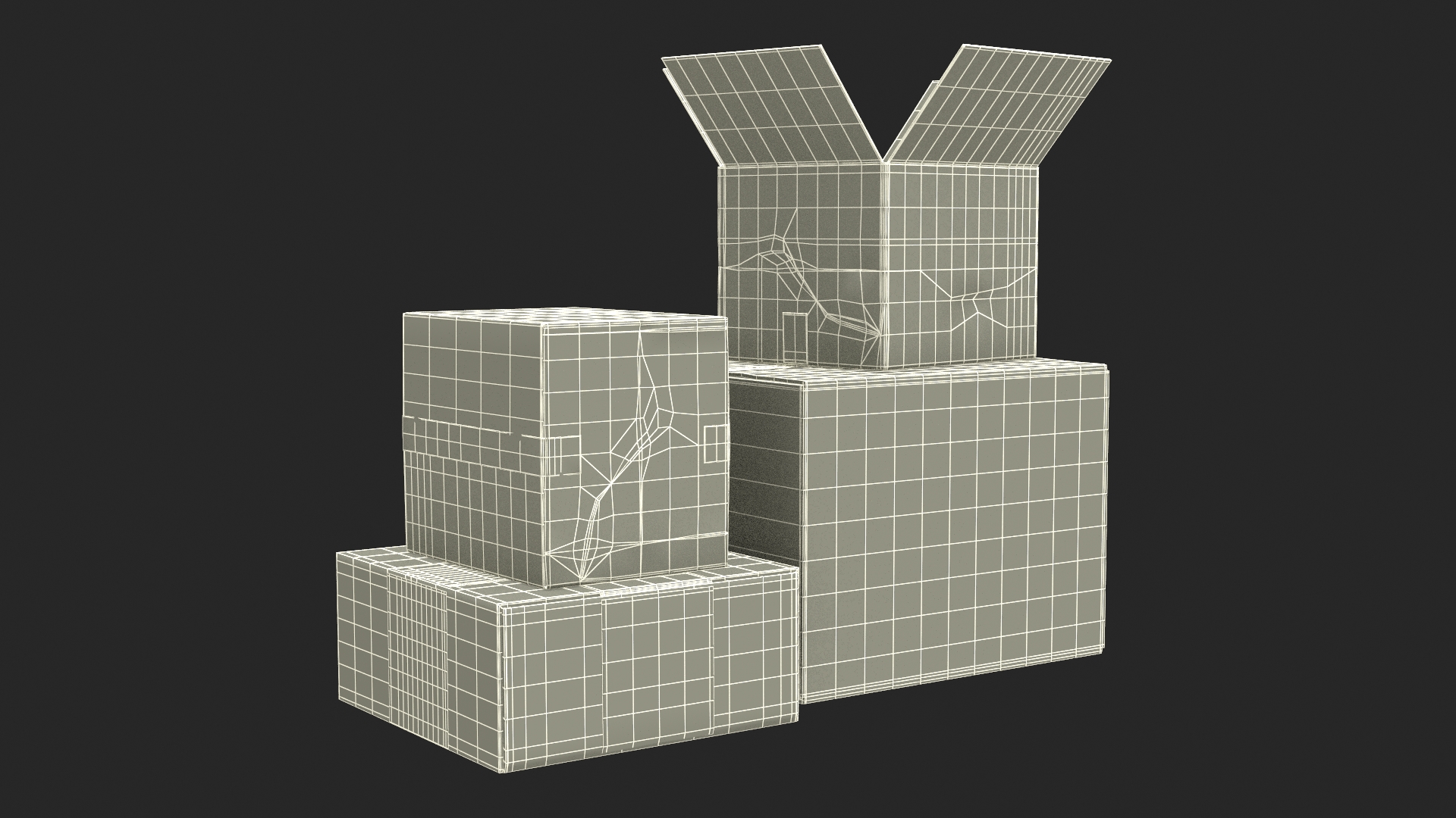 3D Cardboard Boxes Stack