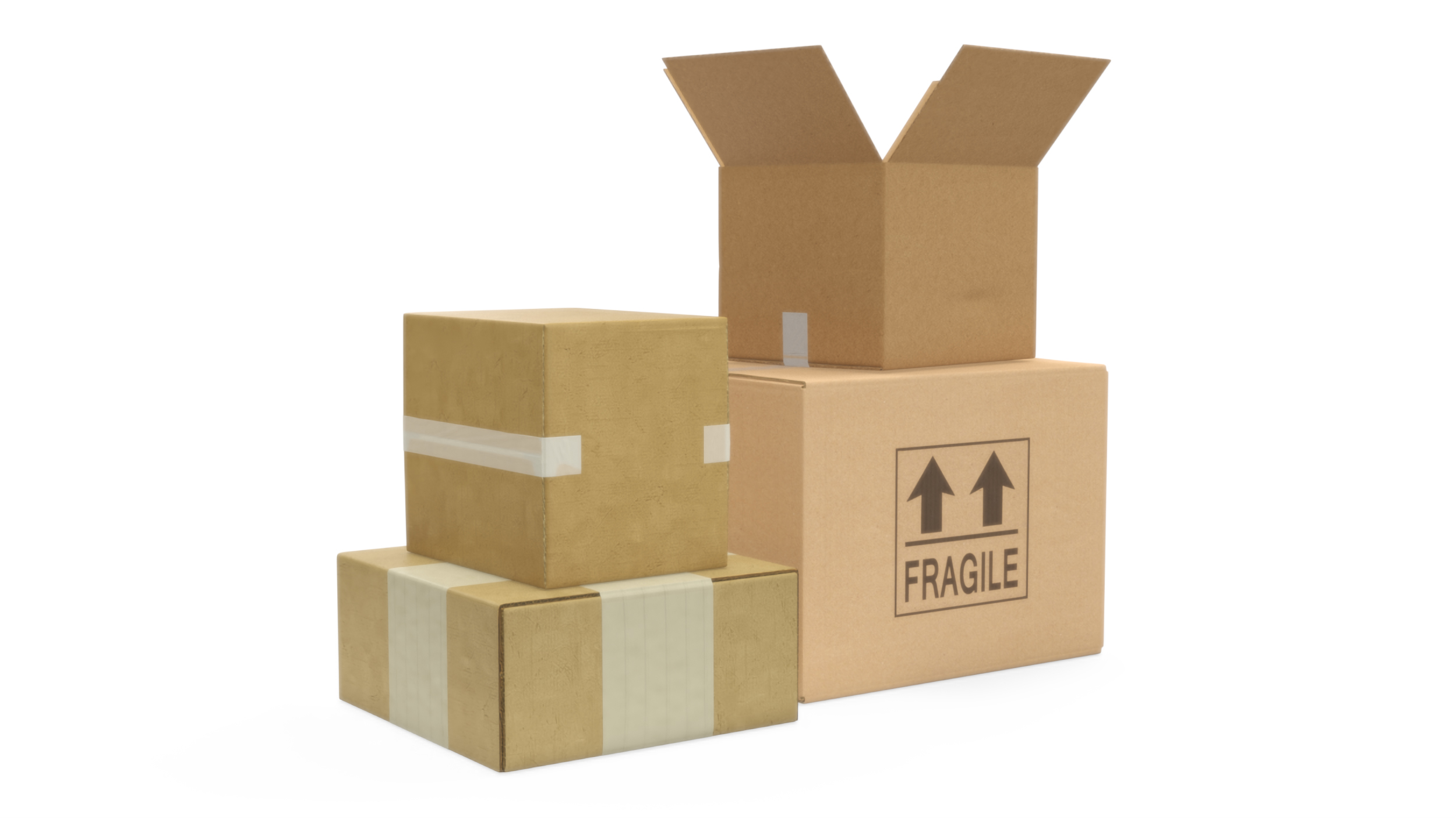 3D Cardboard Boxes Stack