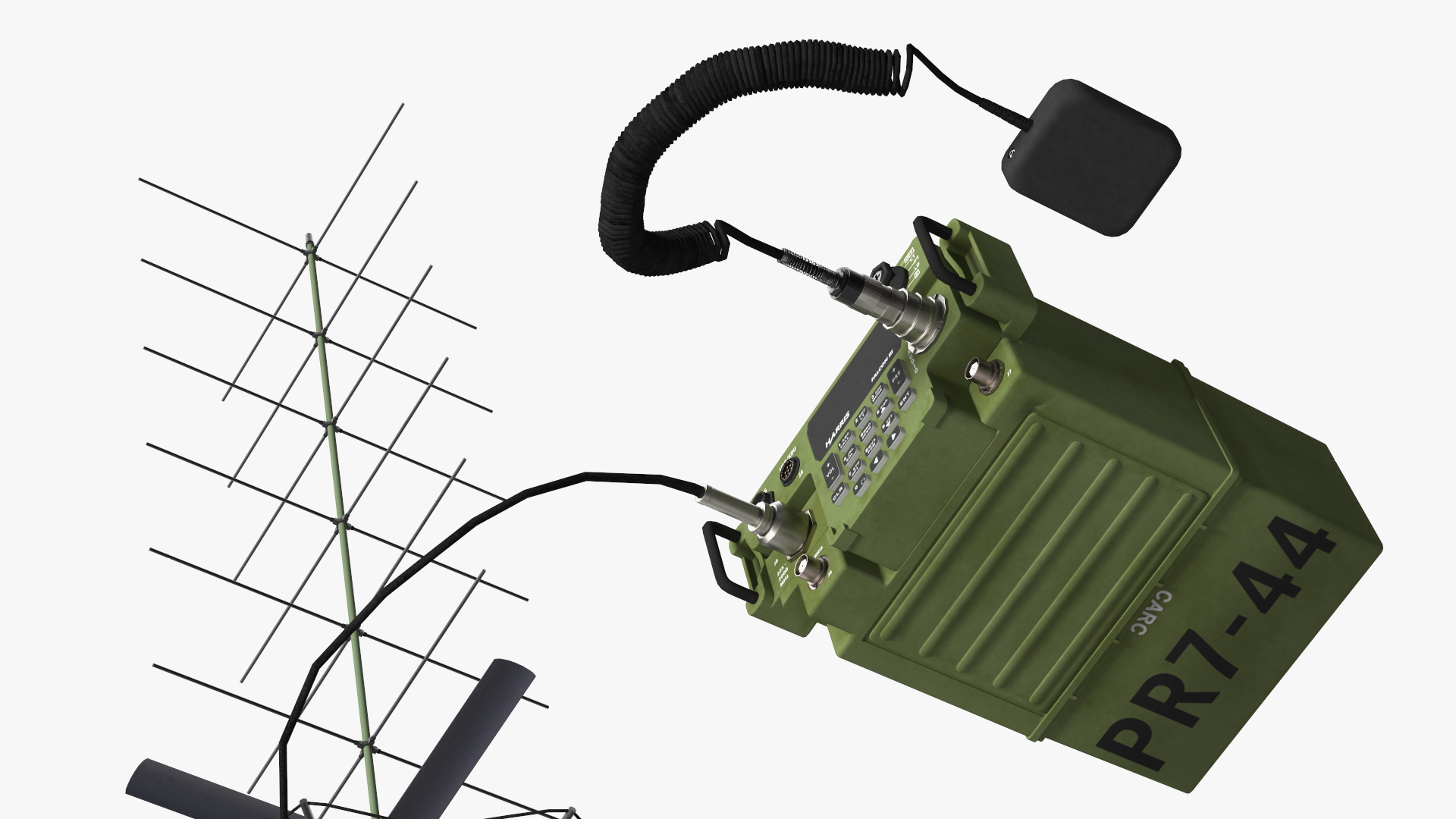 Radio AN-PRC-117G Falcon III with SATCOM Antenna Game Ready, view 5