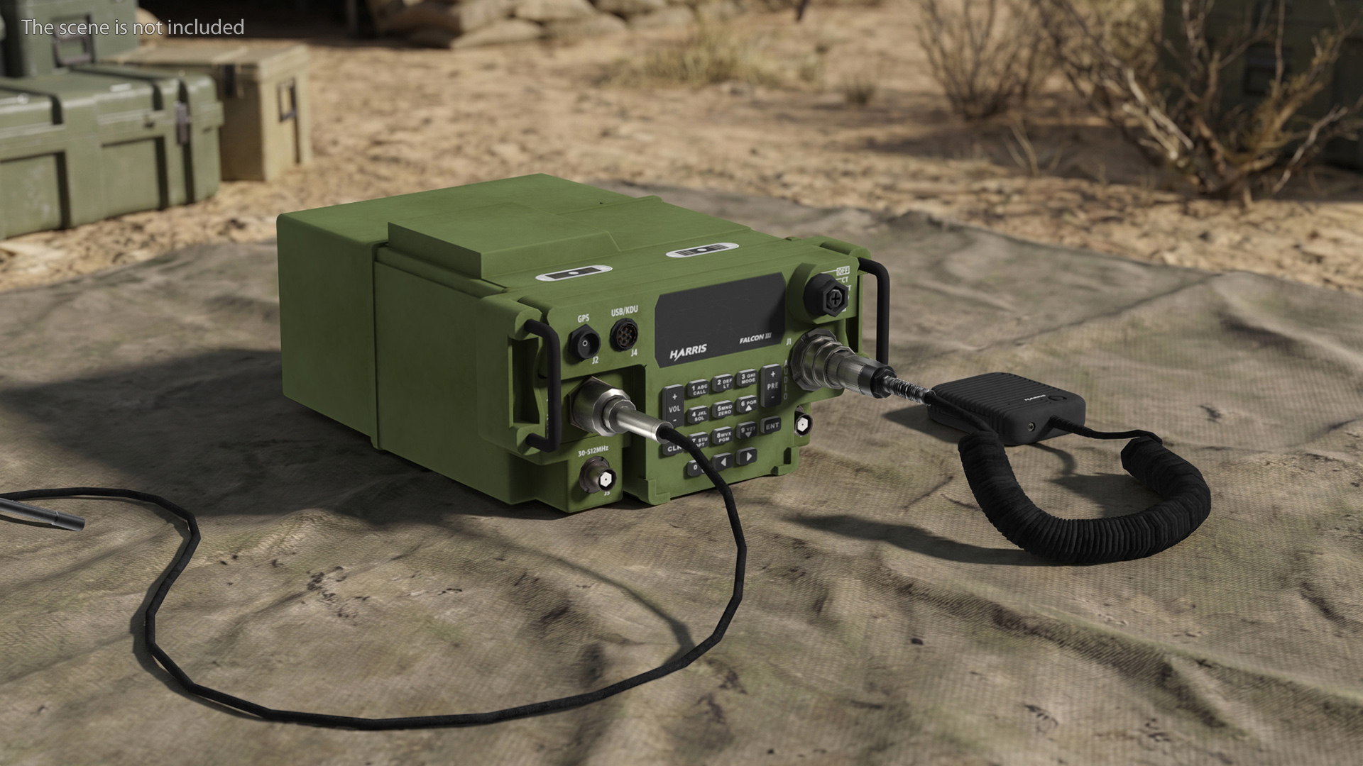 Radio AN-PRC-117G Falcon III with SATCOM Antenna Game Ready, view 3