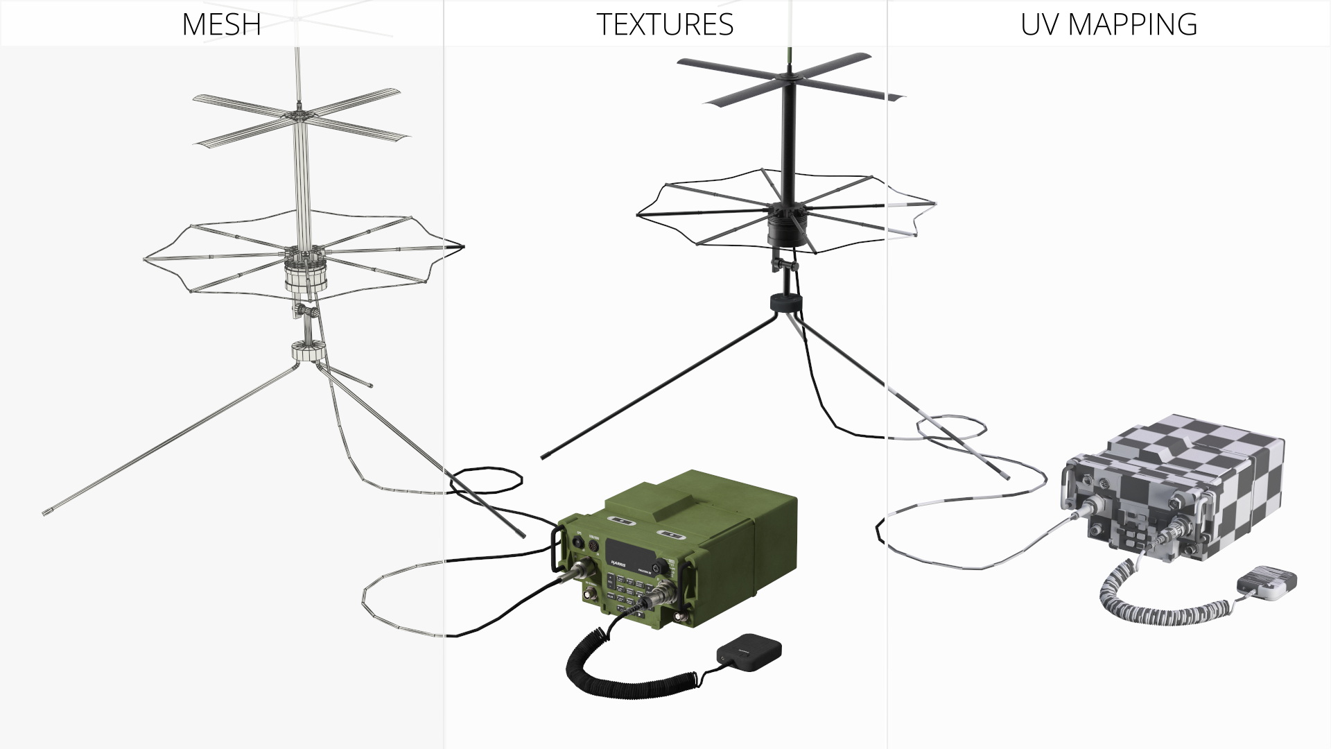 Radio AN-PRC-117G Falcon III with SATCOM Antenna Game Ready, view 7