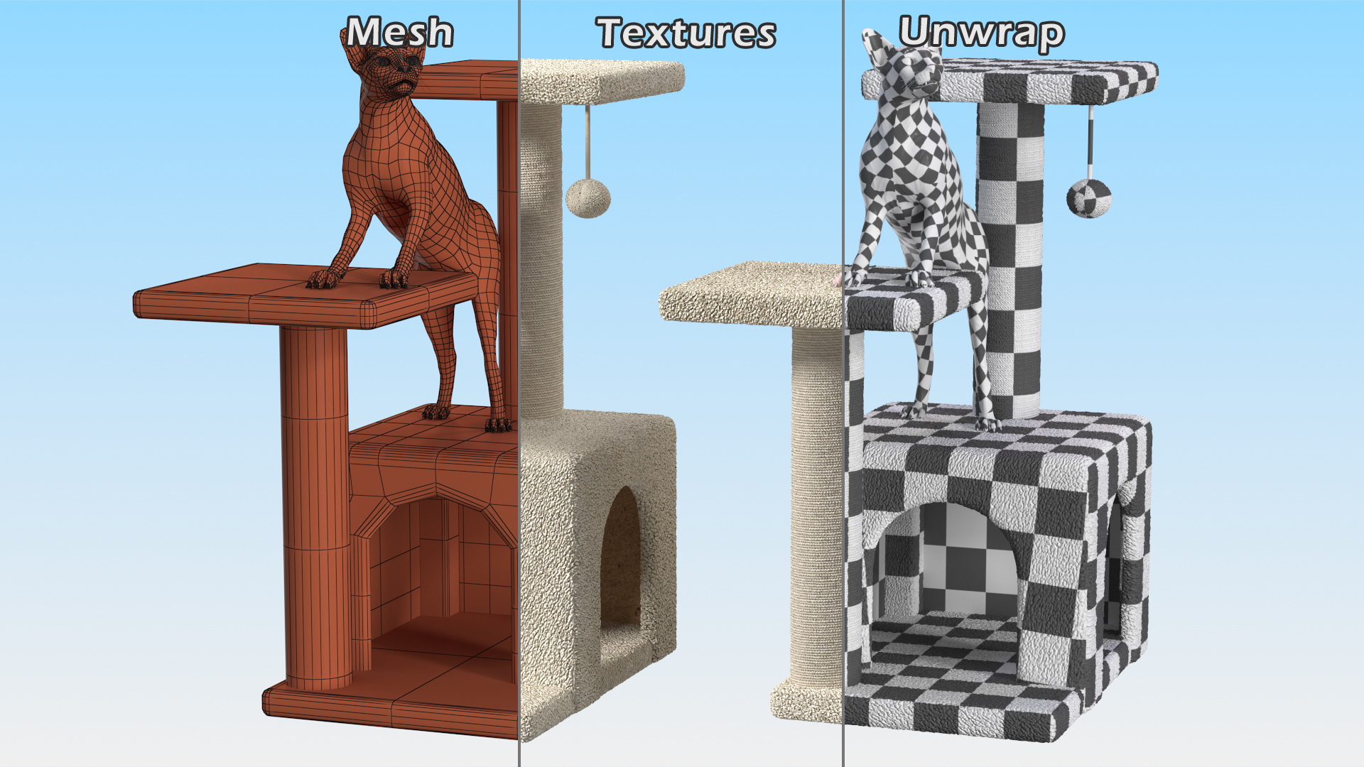 3D model Cat Tree 3-Level with Cat